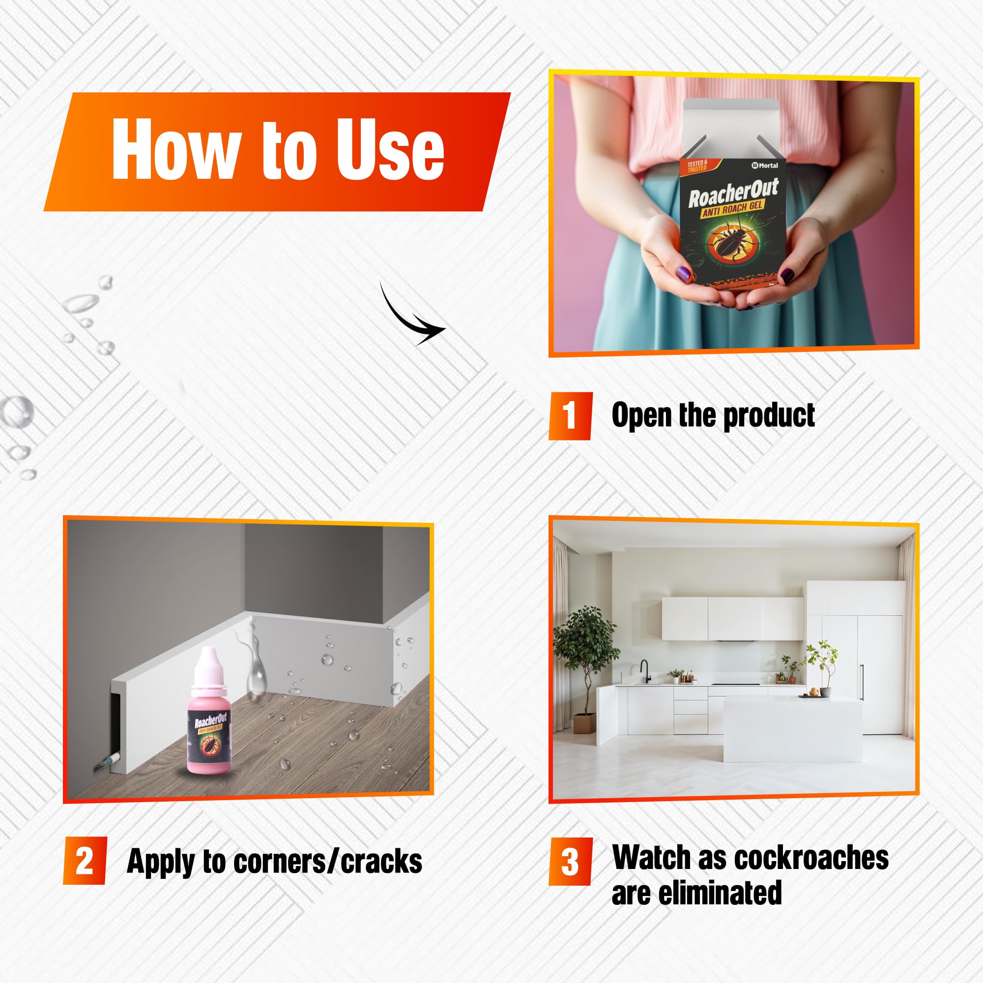 **RoachOut Cockroach Killer Gel - Fast-Acting & Odorless Pest Control (2X20G) - Effective for Kitchens, Living Rooms & Bathrooms - Safe & Easy to Use for Home & Apartments**