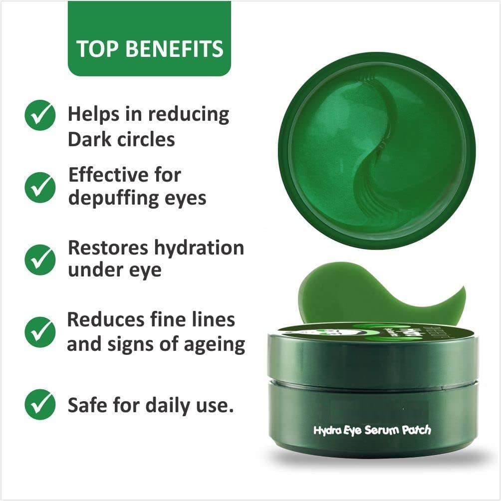 Hydra Eye Serum Patch with Aloe Vera | Dark Circle Treatment, Reduces Fine Lines & Wrinkles | Collagen-Enriched Eye Gel Patches | 60 Pcs (30 Pairs) | Perfect for Overnight Skincare & Travel Beauty Routine