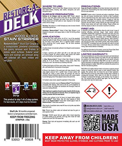 Powerful Stain Stripper & Wood Brightener Combo Pack with Booster & Thickening Gel - Perfect for Deck Restoration, Fence Cleaning & Outdoor Wood Maintenance
