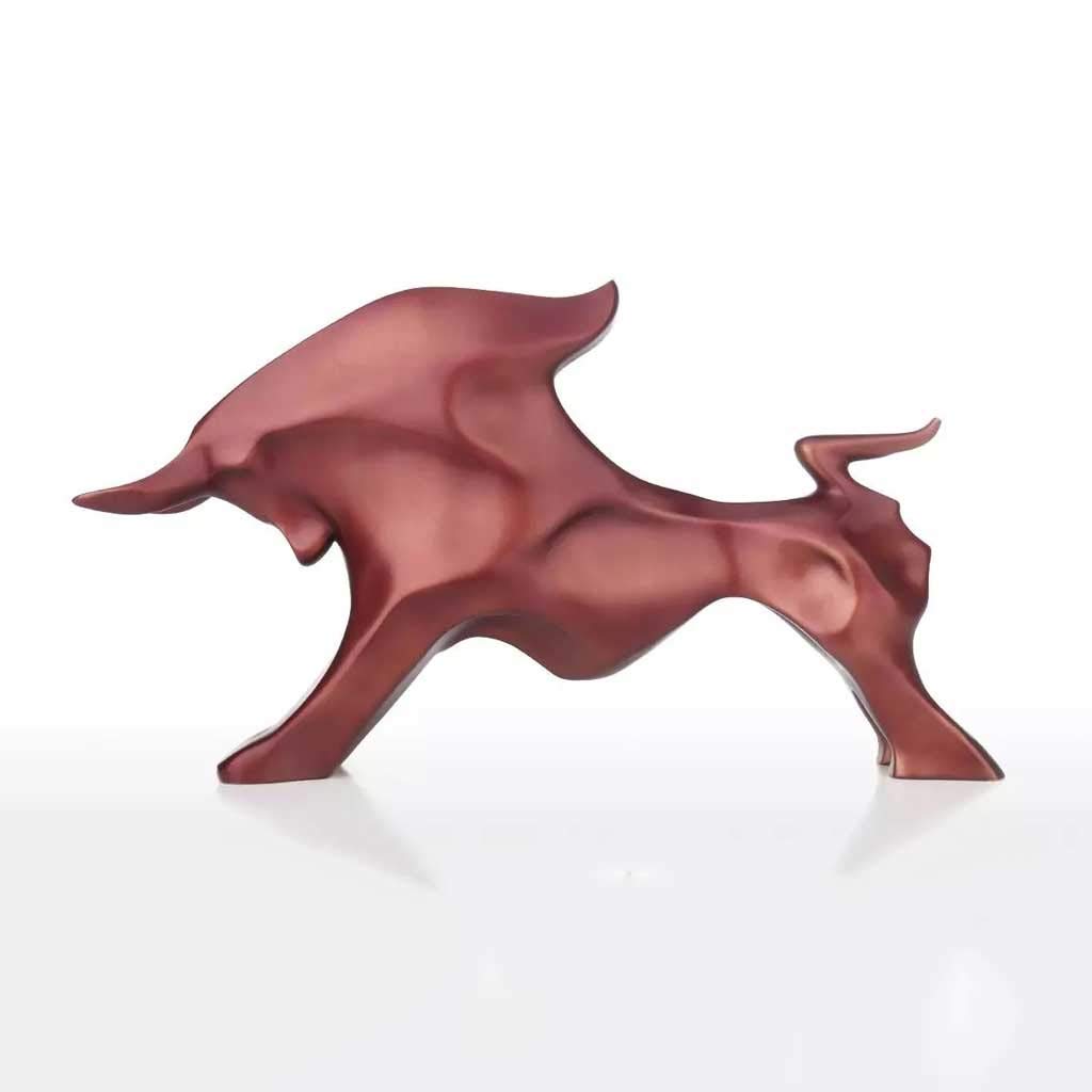WJCCY Abstract Bull Statue - Handcrafted Resin Animal Figurine for Home & Office Decor - Modern Desktop Ornament for Living Room, Bookshelf, or Workspace