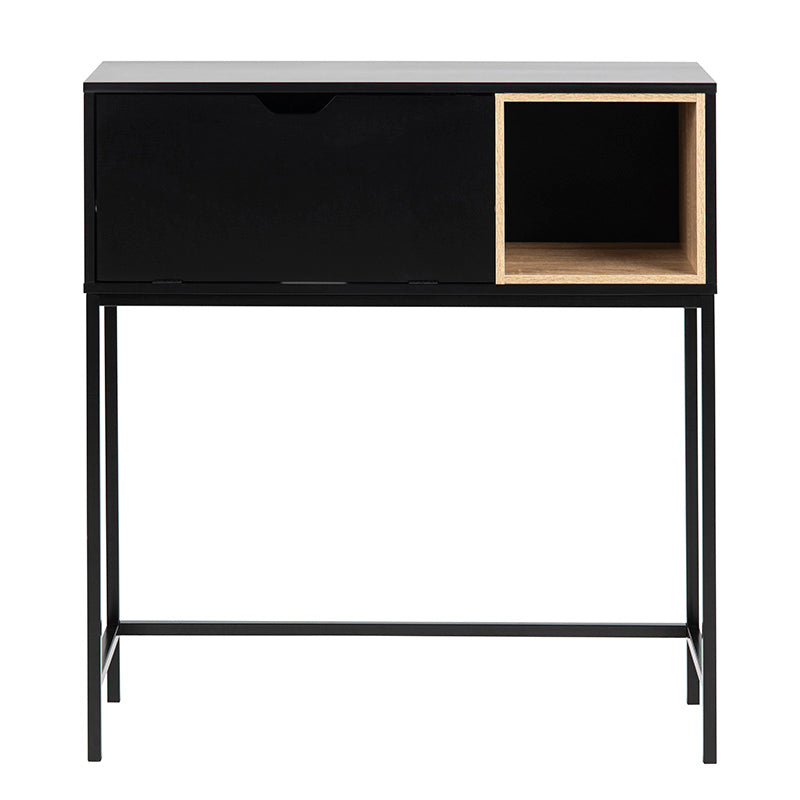 BATLEY 91.5cm Study Desk Console Table - Black & Natural Finish for Home Office, Bedroom, or Dorm Room Workspace