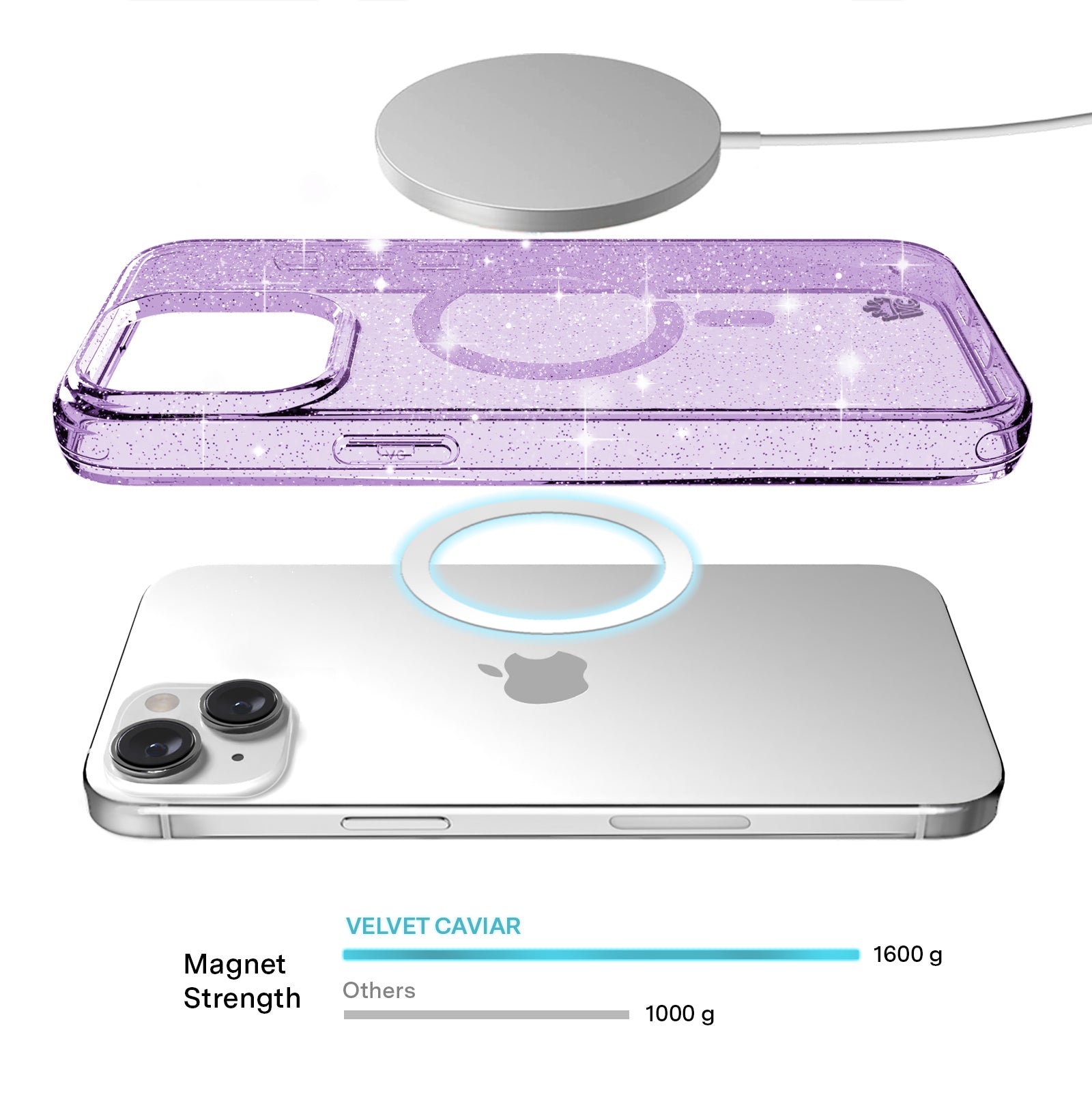 Lilac Stardust Glitter iPhone Case - Protective & Stylish Phone Cover for iPhone 13/14/15 - Perfect for Parties, Festivals & Everyday Use