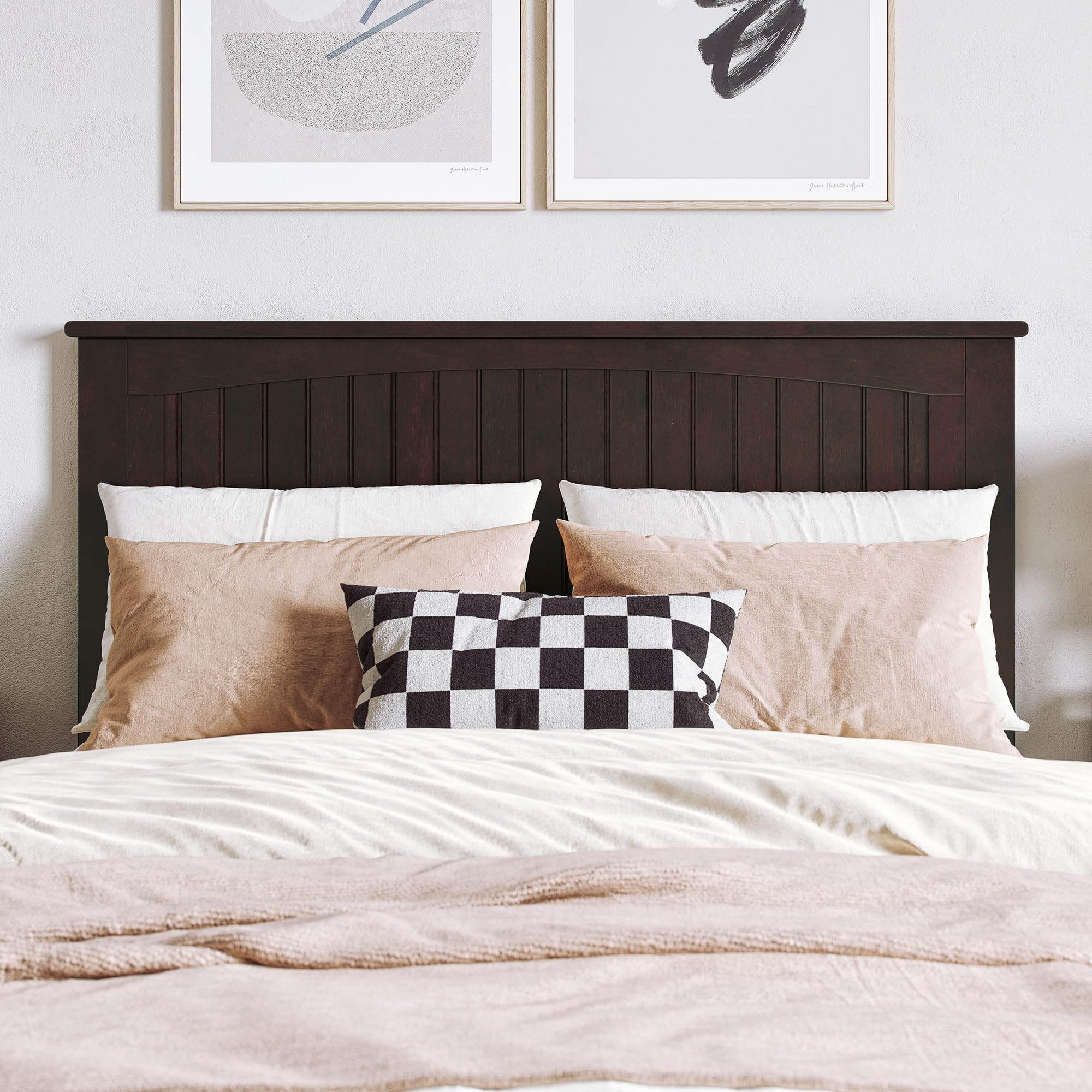 AFI Nantucket Full Size Headboard with USB Turbo Charger - Espresso Brown Wooden Bed Frame Headboard for Master Bedroom, Guest Room & Coastal Style Home Decor