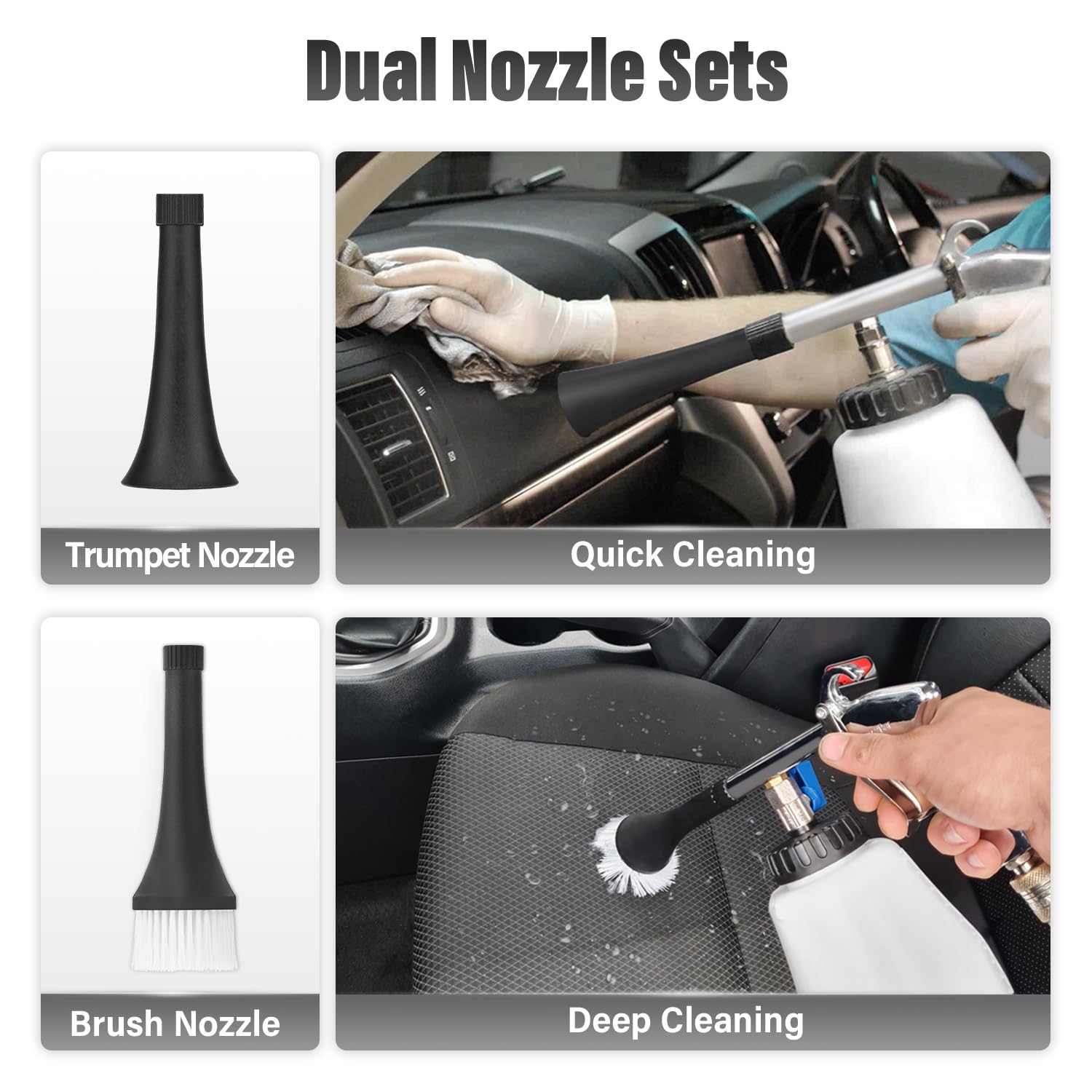 High Pressure Car Cleaning Air Blow Gun with 1L Foam Bottle & 2 Nozzles - Interior Detailing Tool for Vehicle Upholstery, Carpet & Seat Cleaning - Perfect for Auto Detailing, Car Wash & Home Cleaning