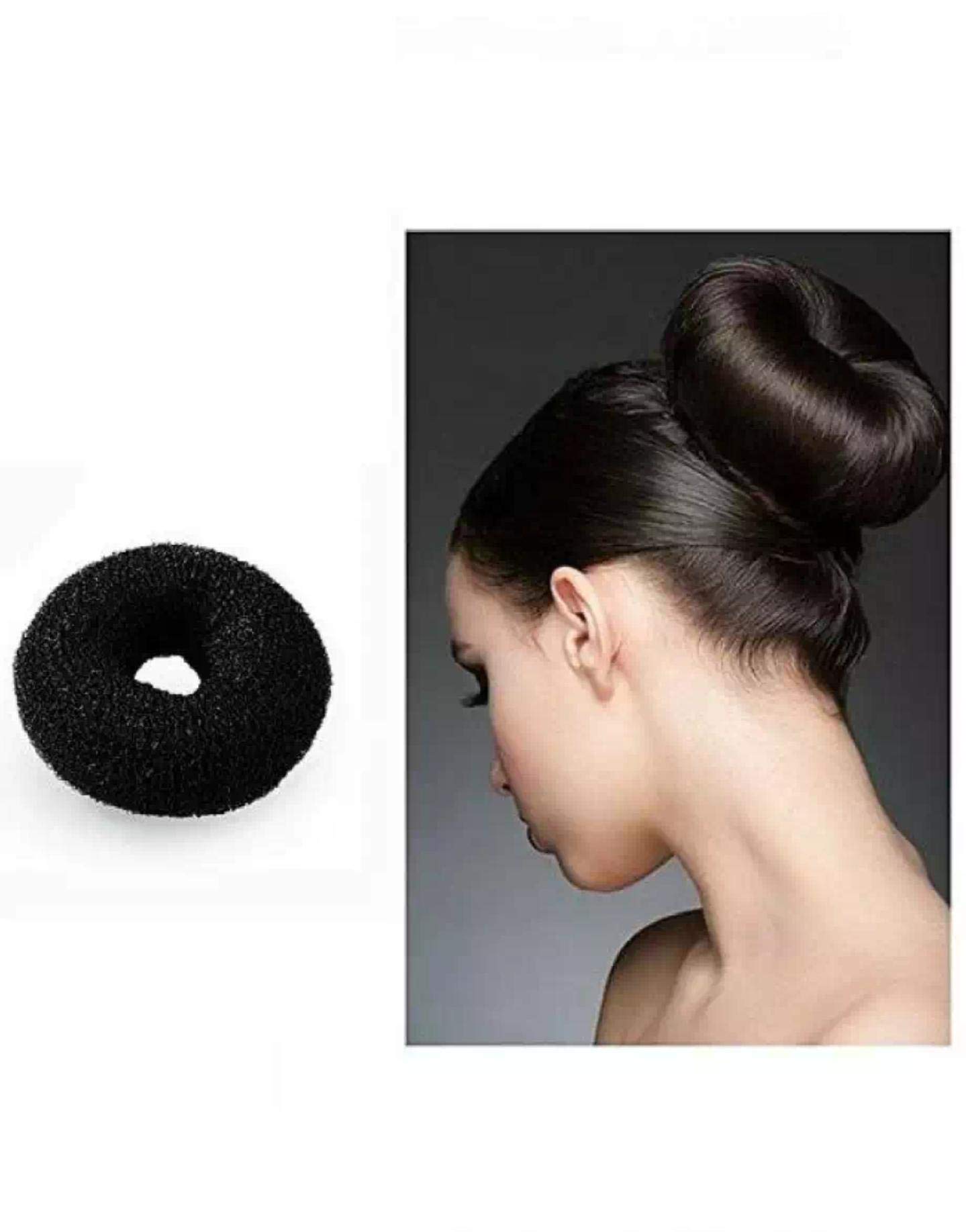 RITZPRIME 1 Piece Round Hair Donut Bun Maker - Medium Size Black Hair Styler for Women | Perfect for Parties, Weddings, Prom & Everyday Hairstyles