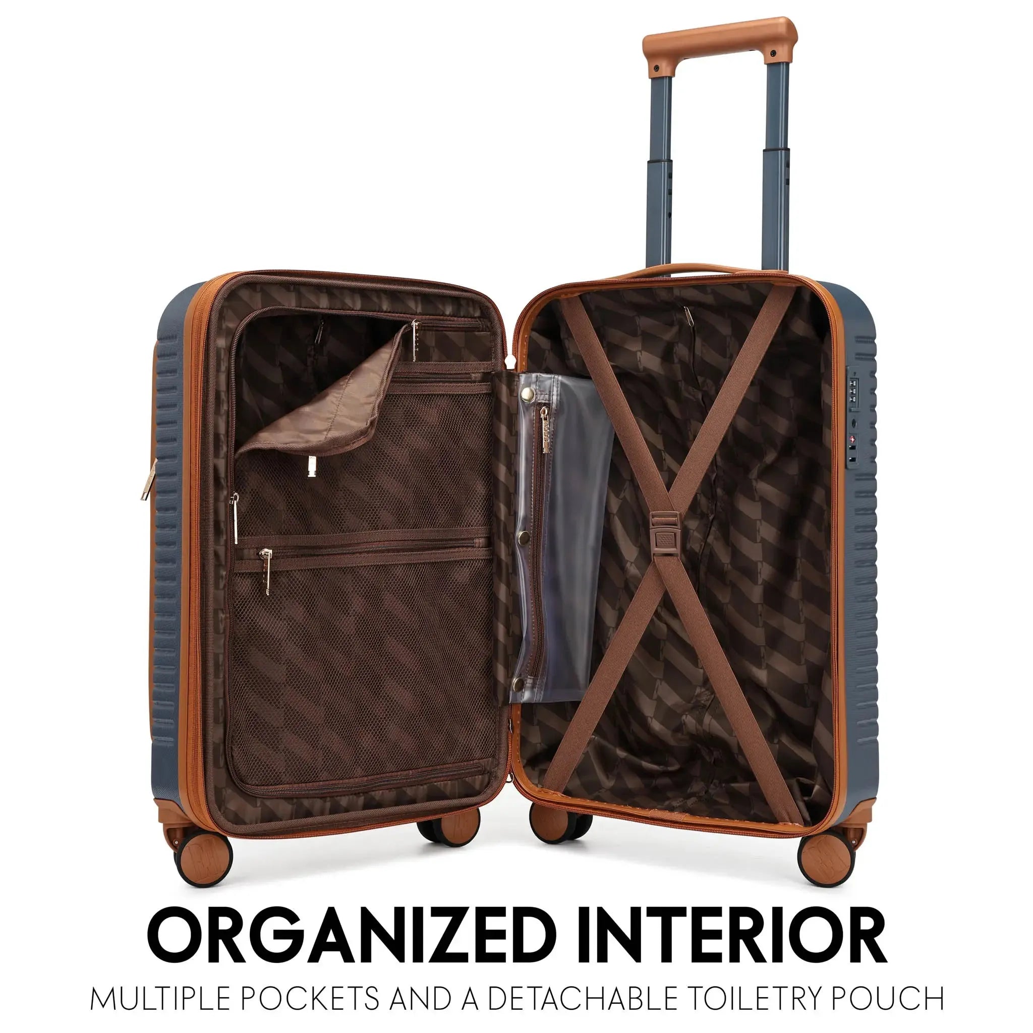 Expandable Carry-On Suitcase with Front Laptop Pocket - Lightweight Luggage for Travel & Business Trips - Perfect for Airplane, Train & Weekend Getaways