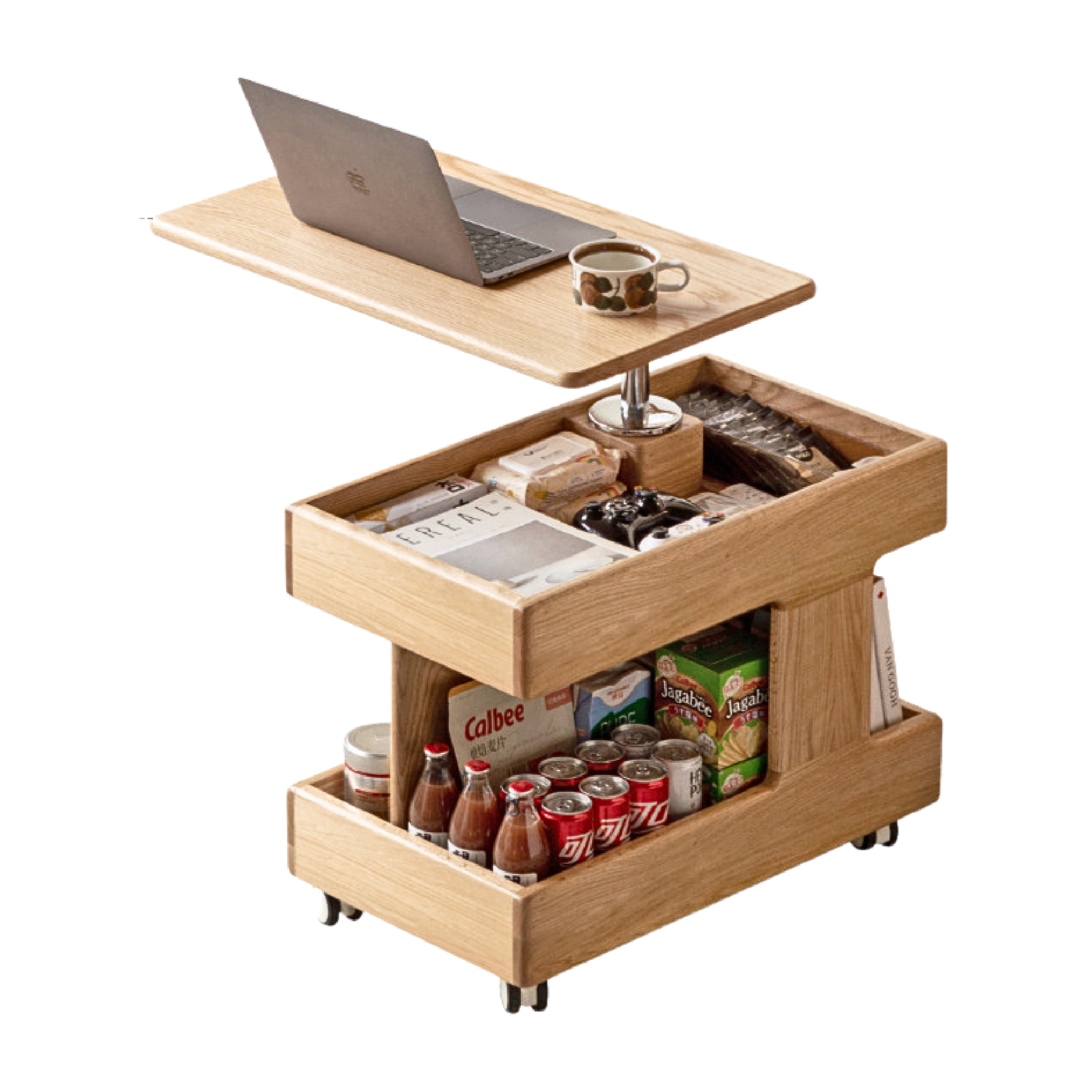 26.7х15.7х21.6-27.5 inch/ 68х40х55-70сm/ Natural wood color/ Oak lifting side table