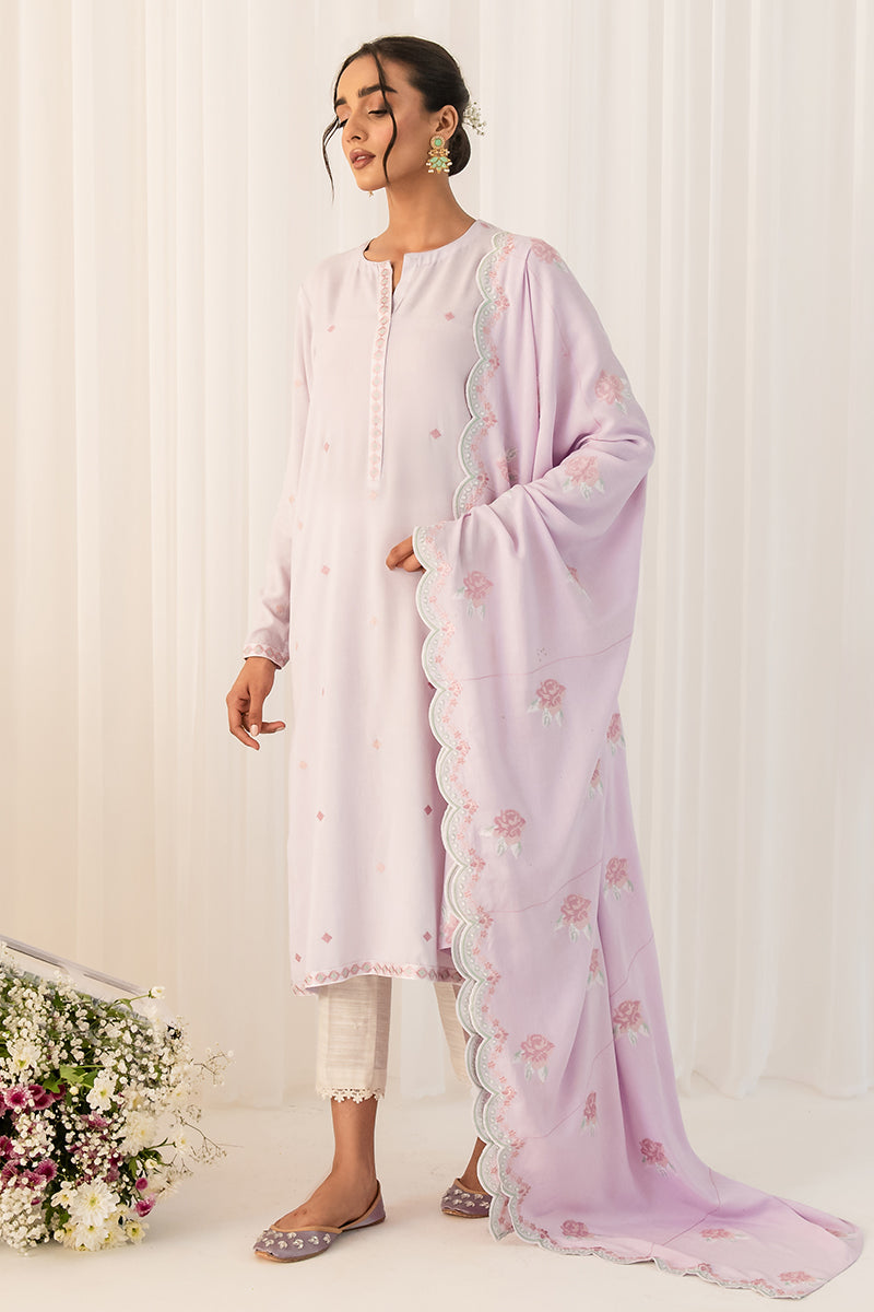 Lilac Haze 2-Piece Set - Elegant Shirt & Dupatta for Women | Boho Chic Outfit for Casual Wear, Parties & Festive Occasions