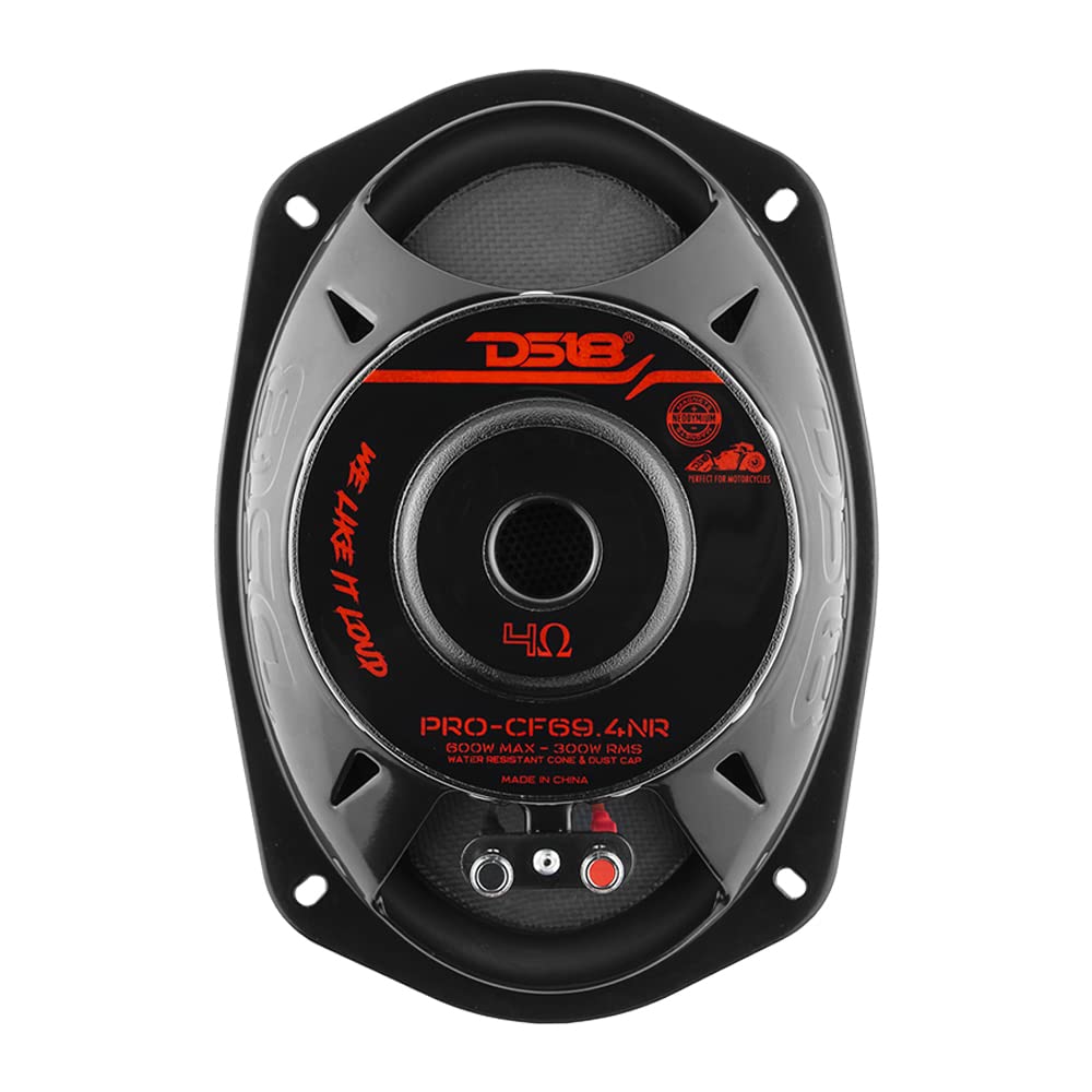 DS18 PRO-CF69.4NR 6x9 Inch Waterproof Car Speakers - 600W 4-Ohm Mid-Bass Carbon Fiber Cone with Neodymium Magnet for Motorcycles, ATVs, Boats & Off-Road Vehicles - High Performance Audio for Motorsports & Marine Applications (Single Speaker)