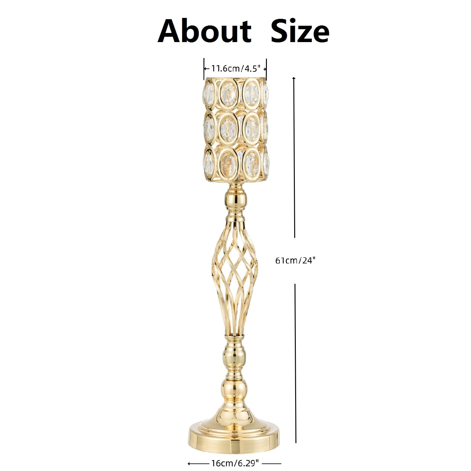 2pcs 24in Gold Metal Diamond Crystal Flower Vases - Elegant Wedding Centerpieces for Tables, Reception Party & Home Decor (Perfect for Dining Room, Living Room, Wedding Decorations)