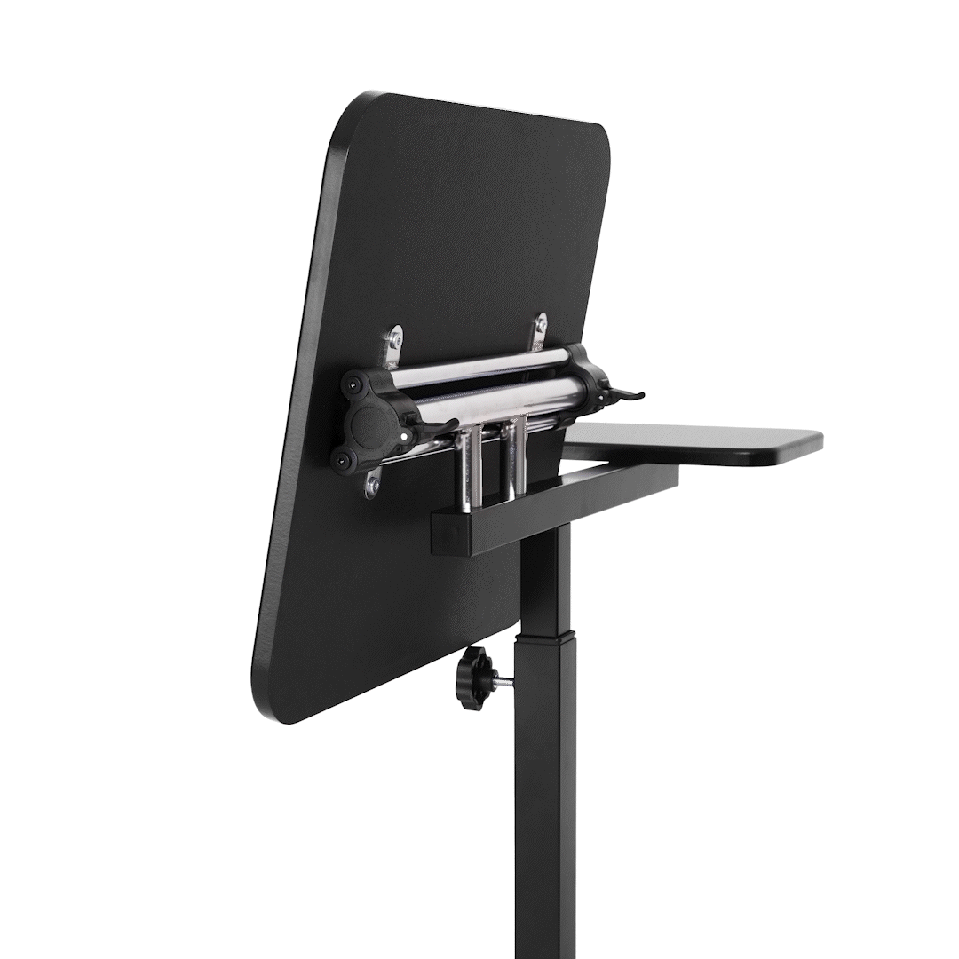 AirLIFT® Tilting Mobile Desk Cart - Adjustable Height Rolling Workstation for Office, Home, or Classroom - Black - Perfect for Standing Desks, Laptops, and Workspaces