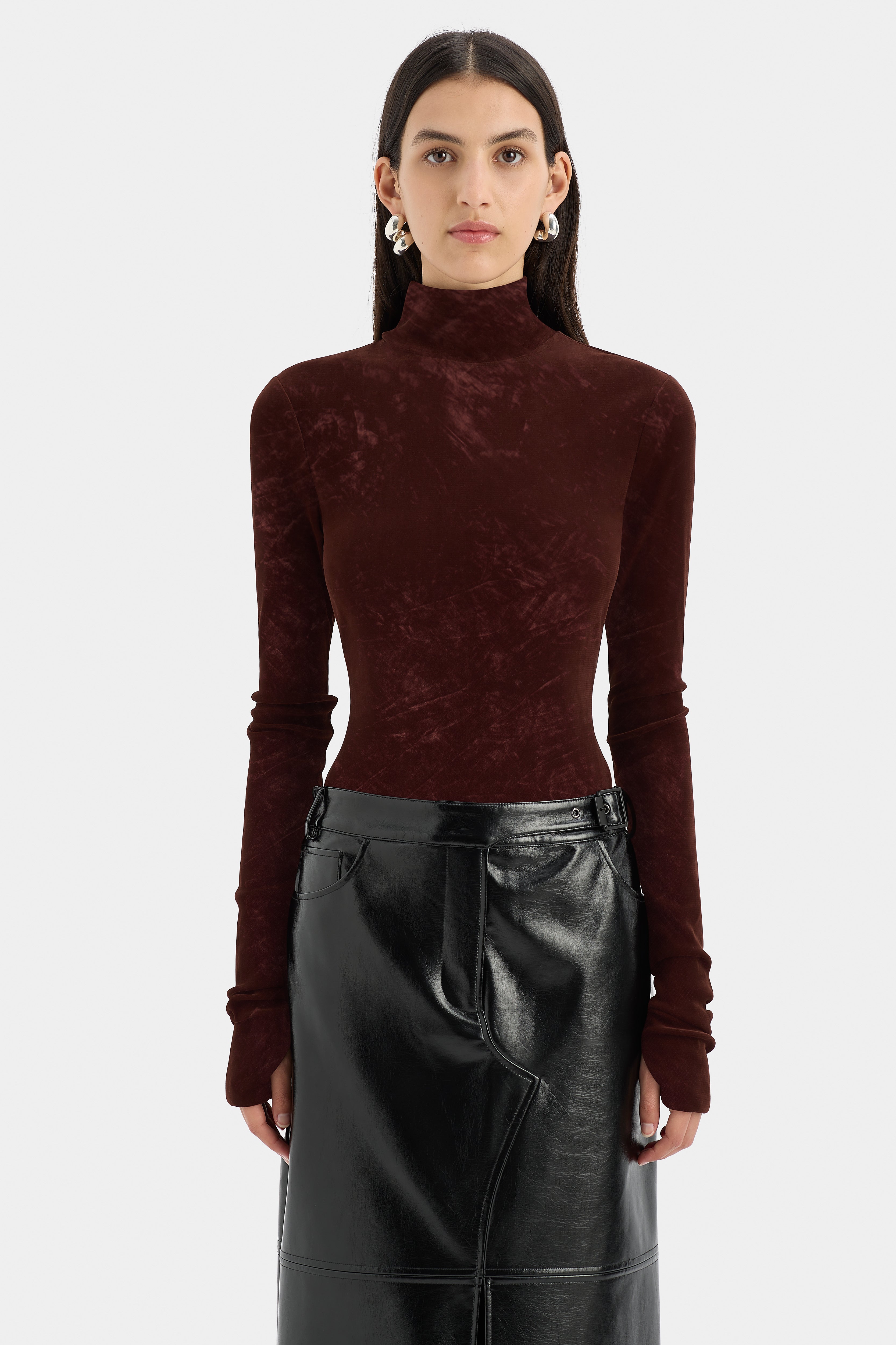 Ezra Women's Bodysuit in Wine Red - Perfect for Layering, Casual Wear & Night Out Outfits
