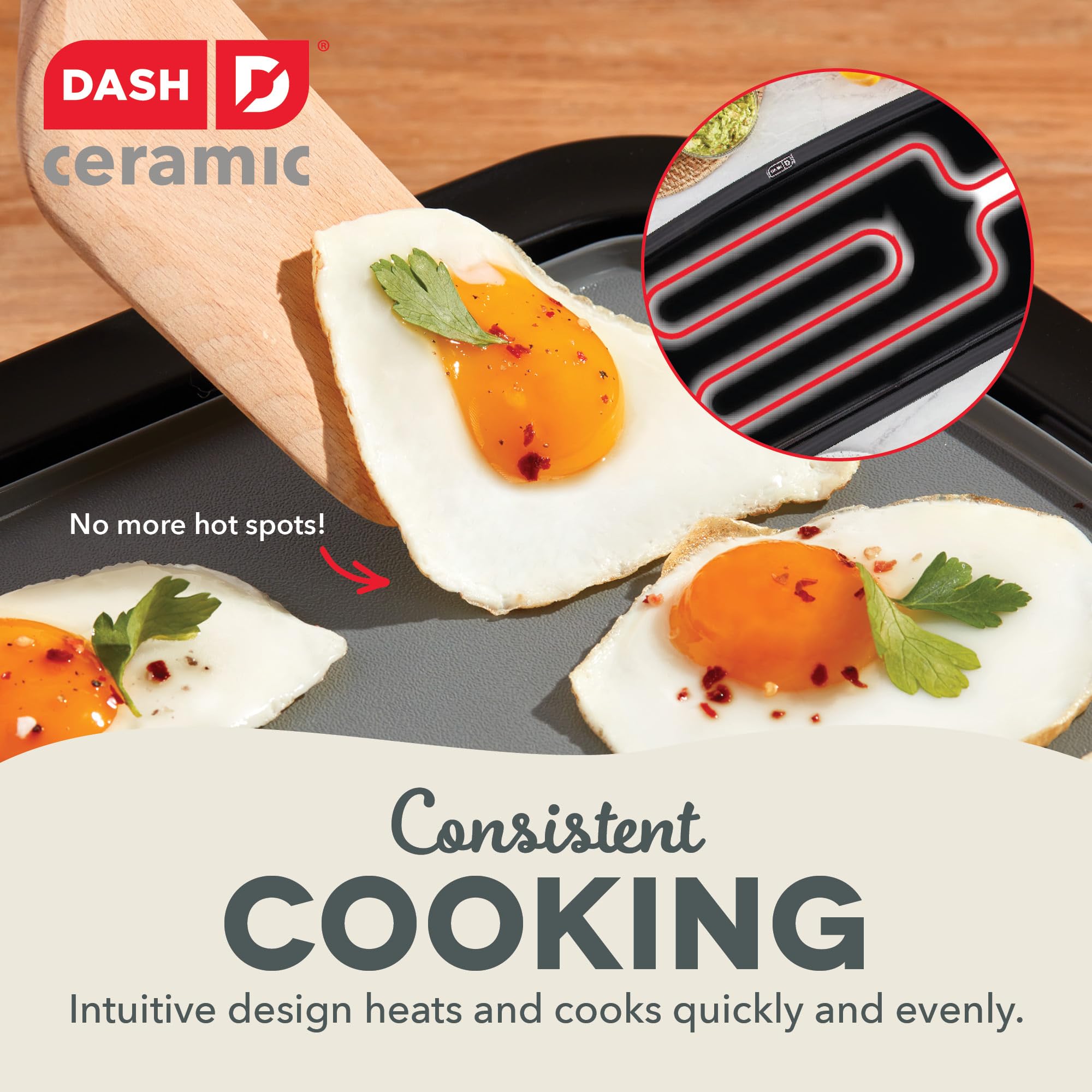 DASH Everyday Ceramic Electric Griddle - 20 Inch, 1500W, Non-Stick Surface for Pancakes, Burgers, Quesadillas, Eggs | Includes Drip Tray & Recipe Book | Perfect for Breakfast, Lunch, Snacks & Family Gatherings (Cream)