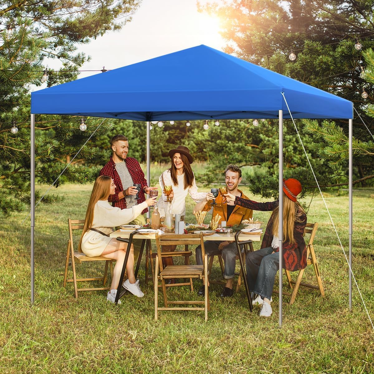 Durable Ez Pop-up Canopy Tent Commercial-Series (6x6ft, Blue) - Perfect for Outdoor Events, Farmers Markets & Beach Parties