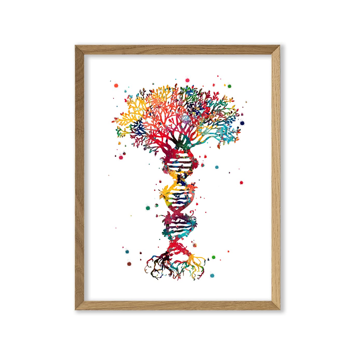 DNA Tree of Life Watercolor Art Print - Double Helix Medical Science Wall Decor - 8x10 Inch Unframed Biology Poster for Home Office, Clinic & Classroom - Perfect Gift for Doctors, Scientists & Biology Lovers