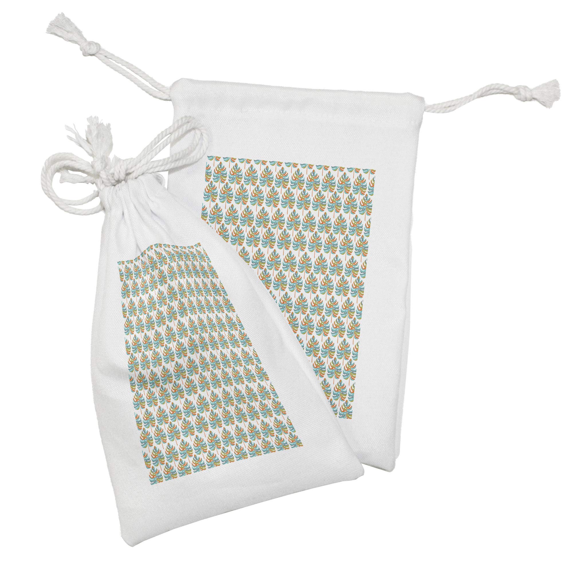 Ambesonne 2-Pack Tropical Fabric Pouches with Monstera Leaf Design - 9