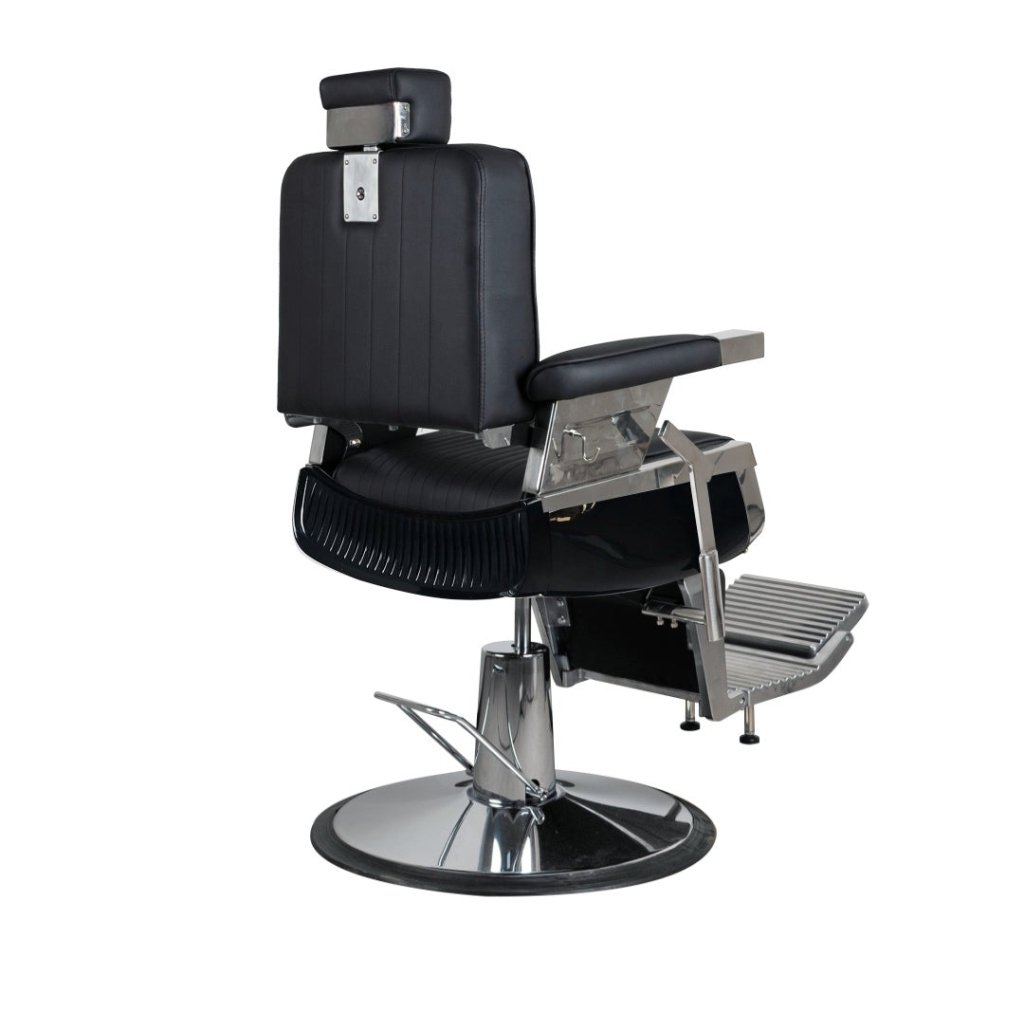 Greenlife Vader Advance Modern Recline Barber Chair - Black & Silver Salon Styling Chair for Professional Haircuts & Shaves | Perfect for Barbershops & Home Grooming