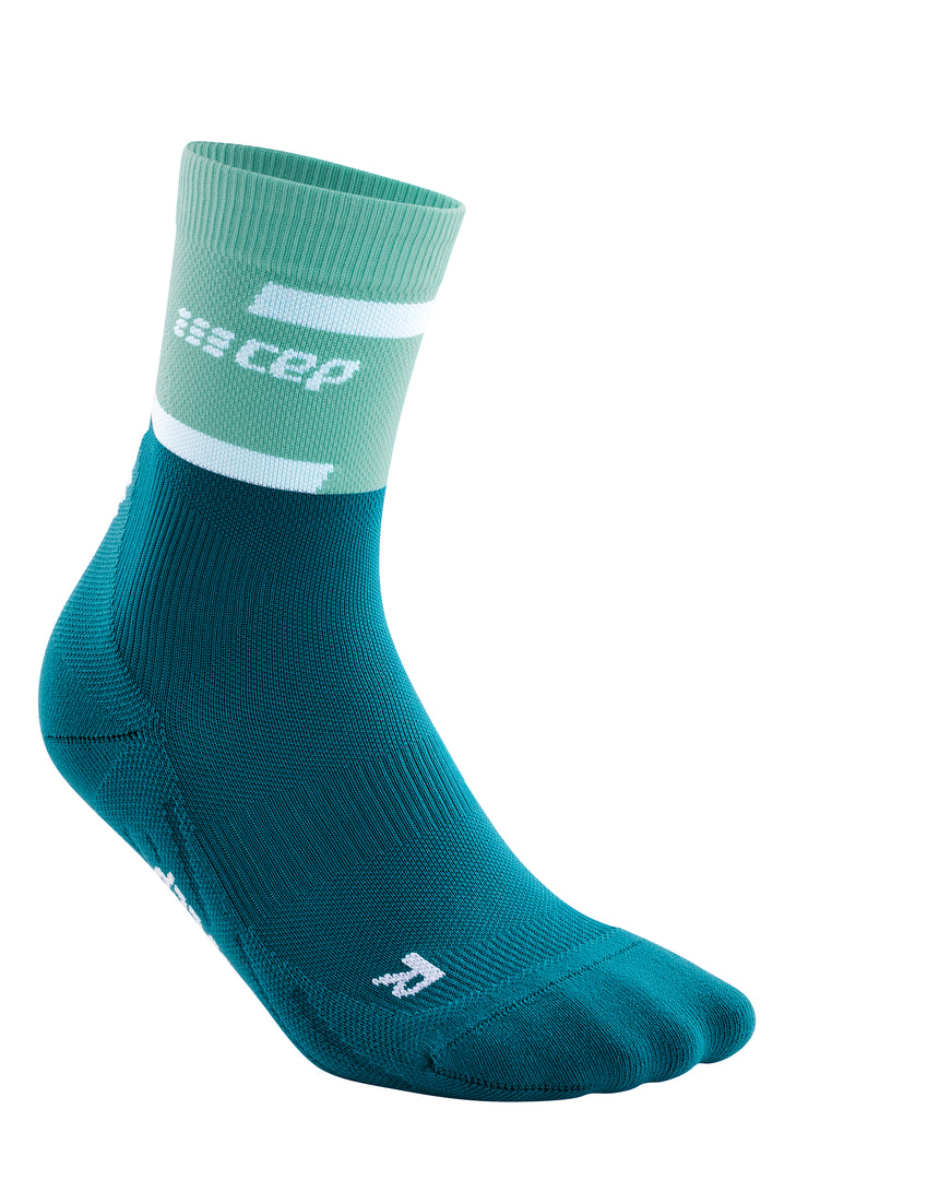 CEP Men's The Run Socks Mid Cut V4 - Compression Running Socks for Men, Ocena/Petrol (WP3CNR) - Ideal for Marathon Training, Jogging & Athletic Performance