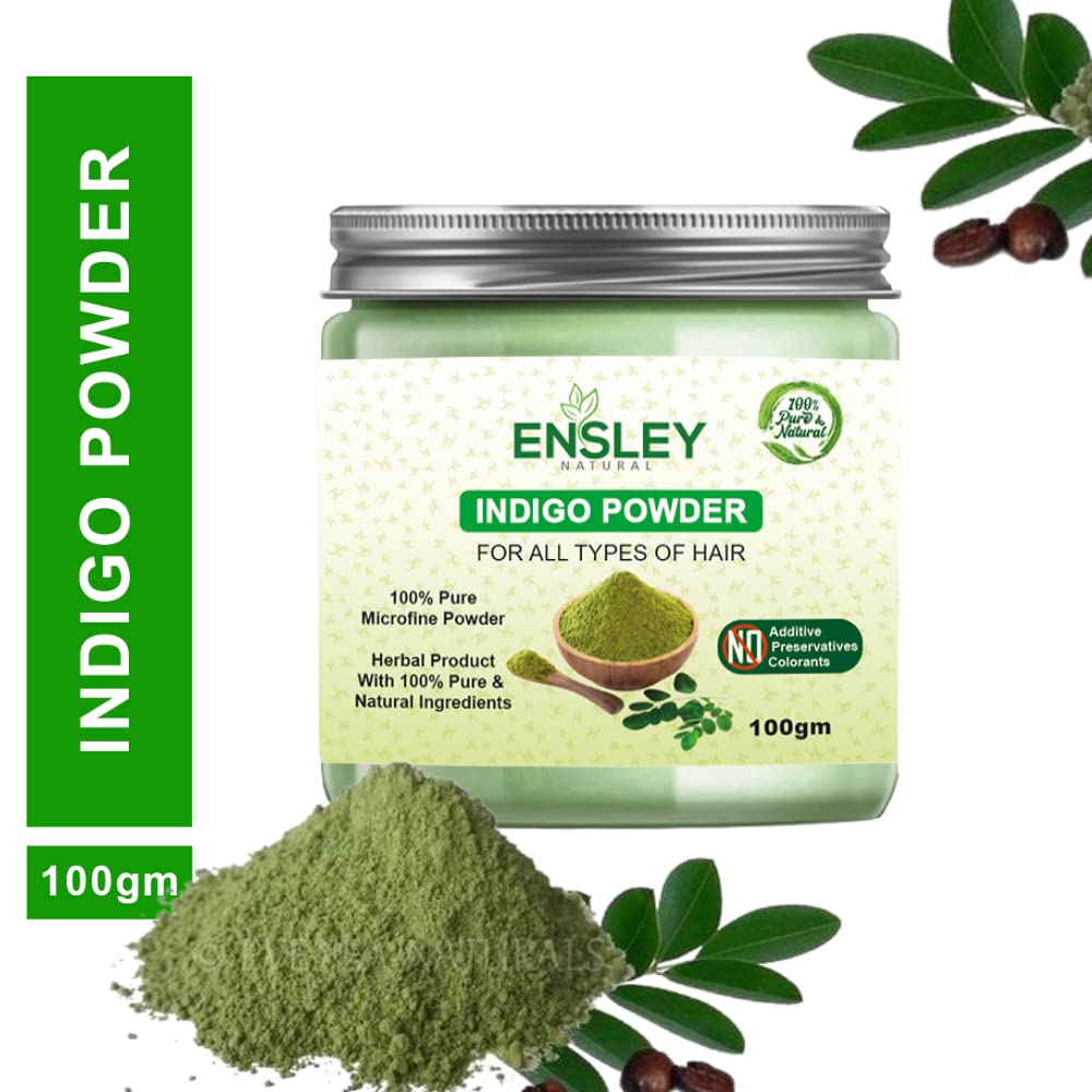 Ensley Pure Indigo Powder for Natural Hair & Fabric Dye (200g, Pack of 2) - DIY Organic Blue Coloring for Henna, Tie-Dye, and Textile Arts