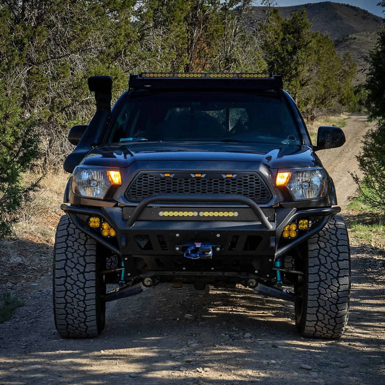 2012-2015 Toyota Tacoma Front Grille Replacement - Matte Black Mesh Design with LED Lights | Off-Road Upgrade & Custom Styling for Pickup Trucks