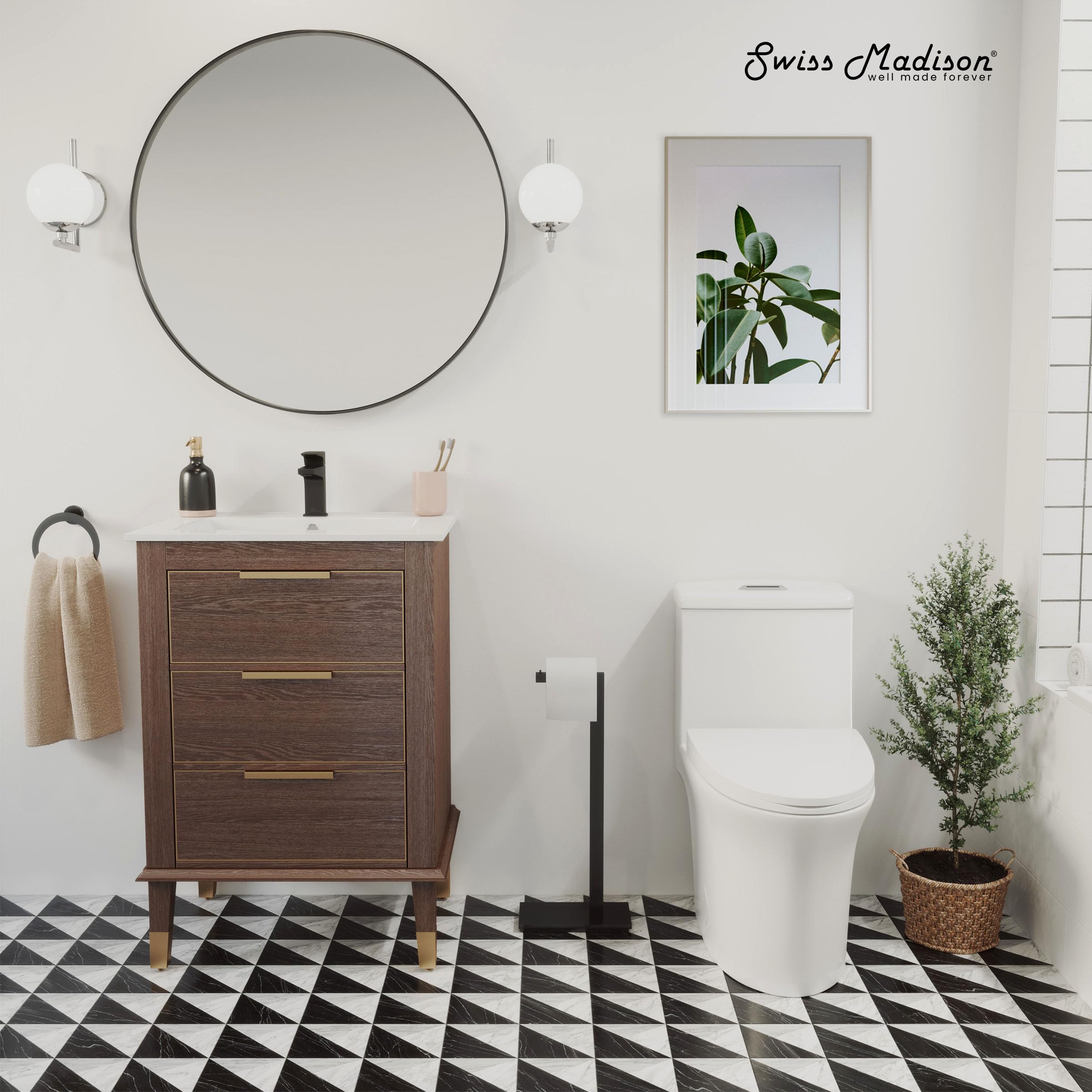 Hugo One Piece Elongated Dual Flush Toilet 1.1/1.6 GPF - Water Efficient Modern Bathroom Toilet for Home & Commercial Use