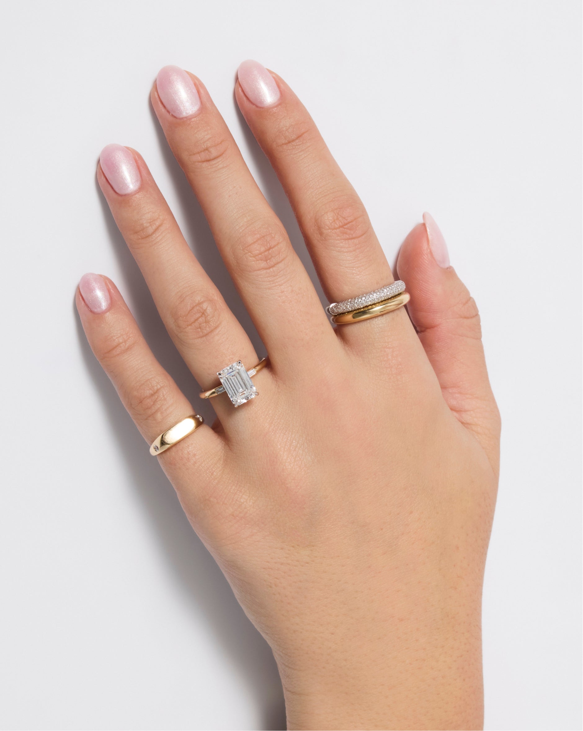 Elegant Cloud Inlay Baguette Ring - Perfect for Weddings, Anniversaries & Special Occasions