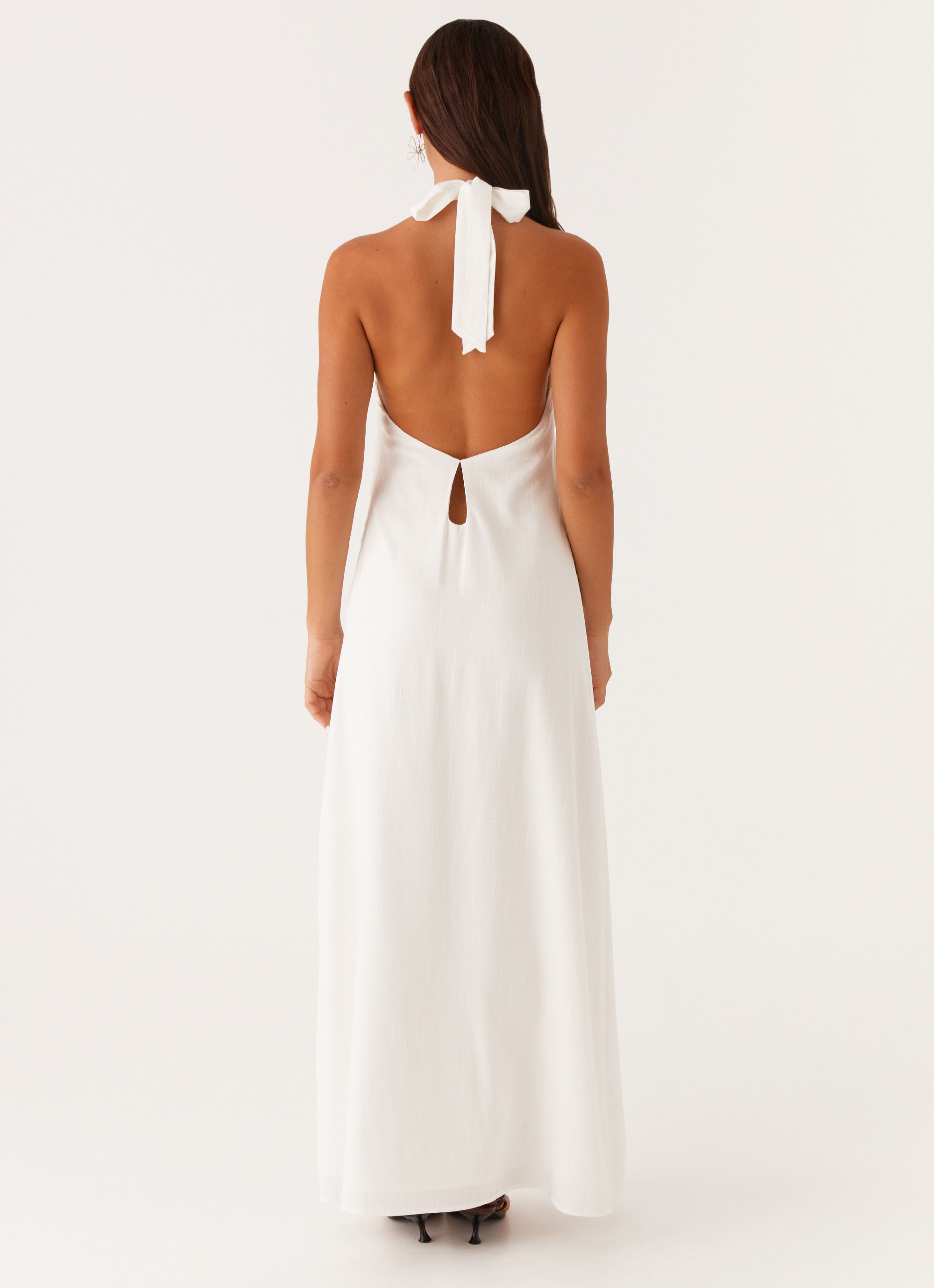 Golden Child Linen Maxi Dress for Women - Flowy Summer Beach Dress, Elegant White Long Dress for Vacation, Wedding Guest, Boho Chic Style