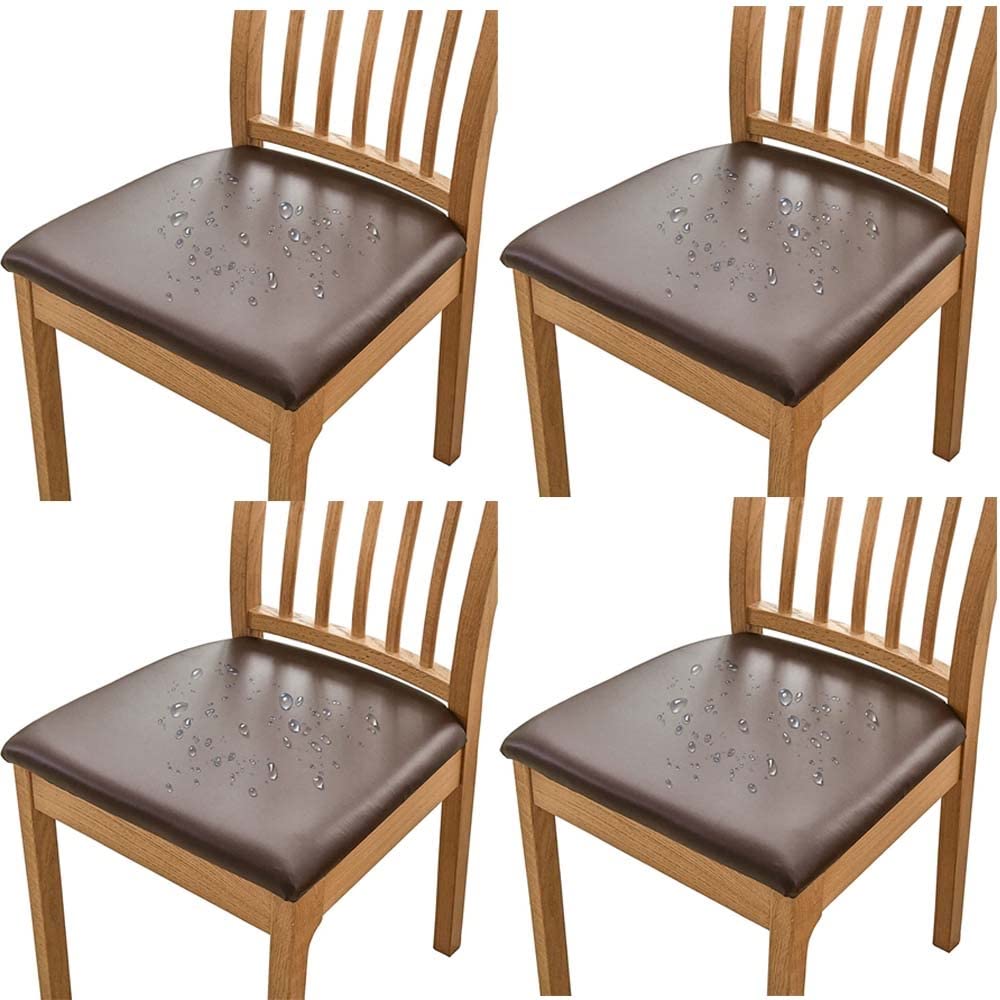ELYSYSRL Waterproof PU Leather Dining Chair Cushion Covers Set of 4/6/2 - Square Kitchen & Dining Seat Slipcovers, Removable Washable Chair Seat Covers for Home, Restaurant, Office (4pcs, Color #4)