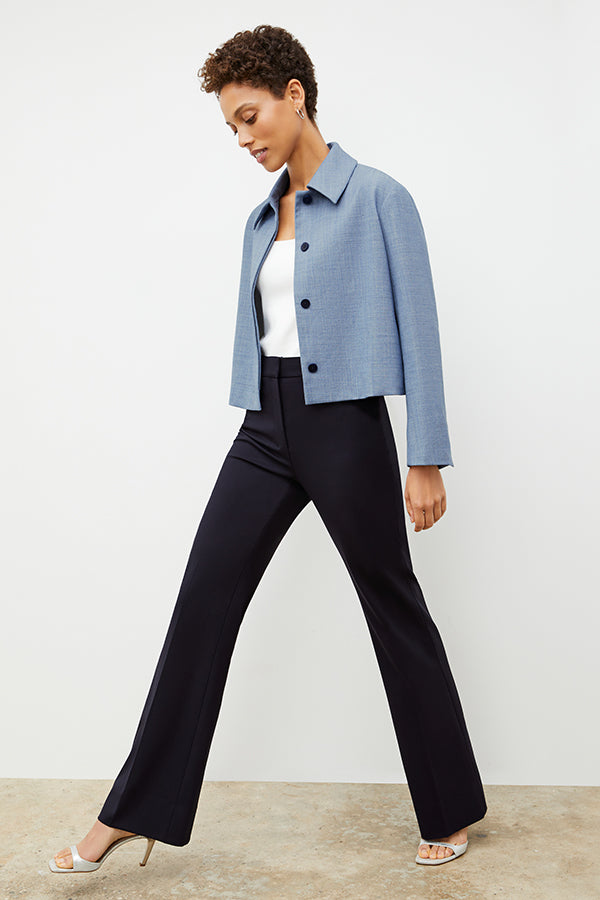 Horton Flare Trouser - Washable Wool Twill Pants for Women, Dark Navy - Perfect for Office Wear & Casual Outfits