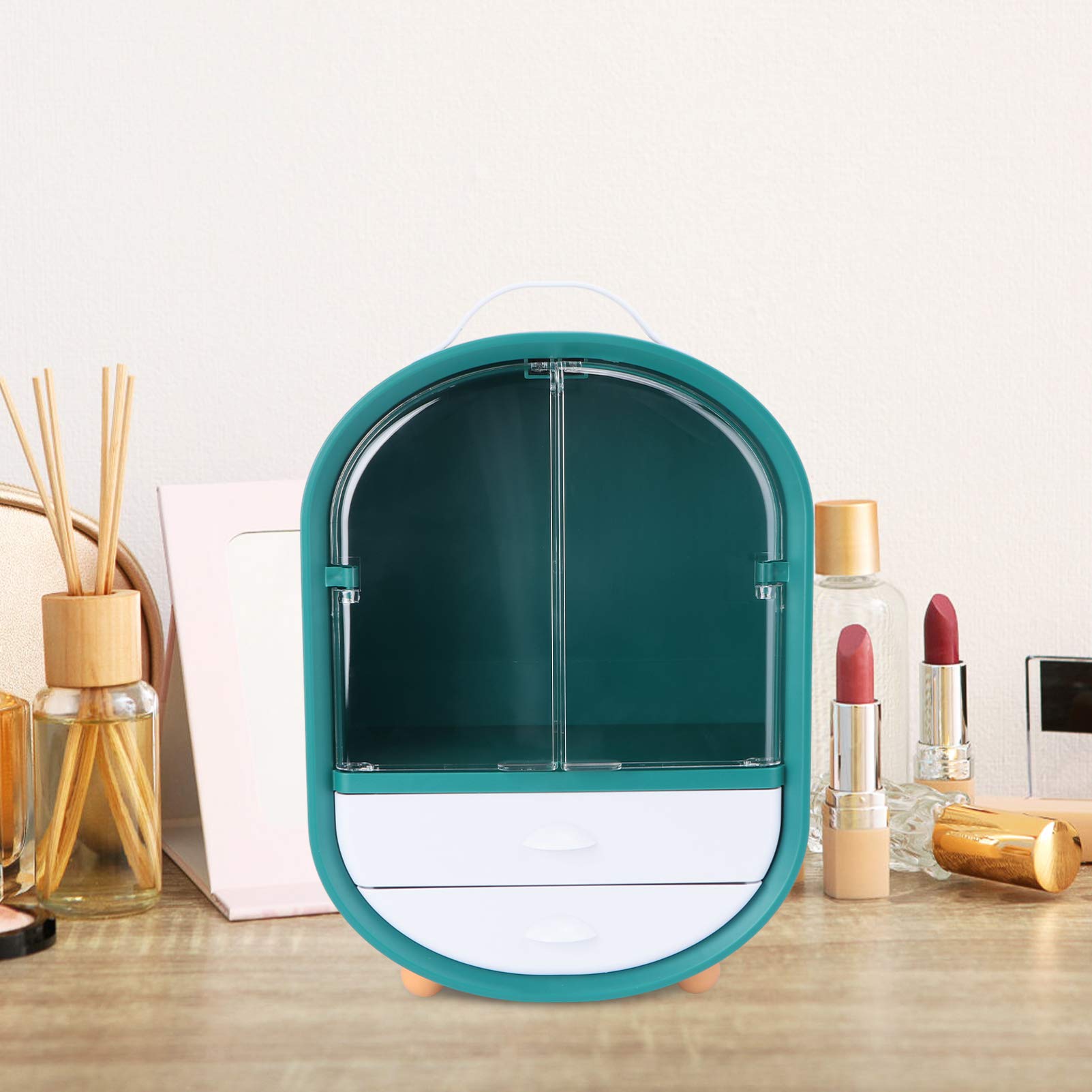 Lurrose KALLORY Jewelry Organizer Stand with Plastic Storage Drawers - Cosmetic Storage Box for Skincare Products, Jewelry & Makeup - Perfect for Vanity, Bathroom & Dressing Table Organization