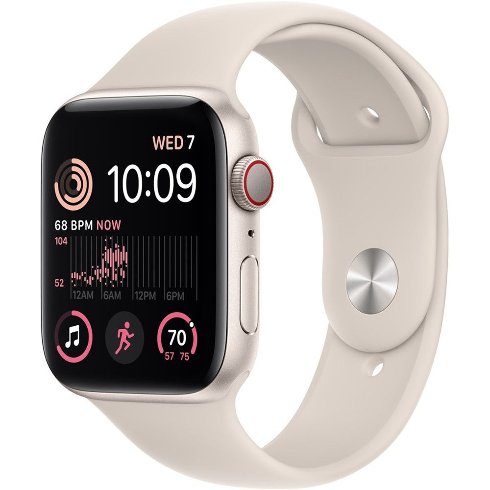Apple Watch SE 2022 (44mm, GPS + Cellular) - Fully Unlocked Smartwatch with Aluminum Case, Starlight Color | Renewed Premium Quality | Perfect for Fitness Tracking, Notifications & Calls on the Go
