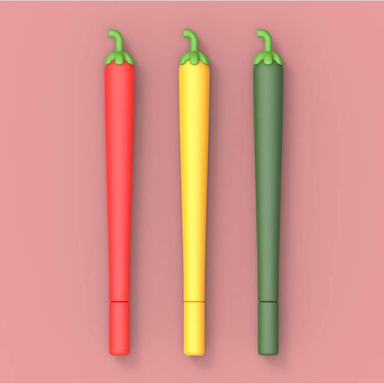 0.5mm Fine Tip Black Ink Chili Pepper Pen - Smooth Writing Gel Pen for Office, School, Note Taking & Gift Giving