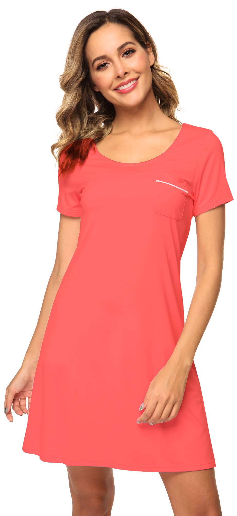 Soft Bamboo Nightgowns for Women - Lightweight Short Sleeve Sleep Shirt & Lounge Dress - Plus Size Sleepwear S-4X - Comfortable Pajamas for Summer, Nightwear & Relaxing at Home