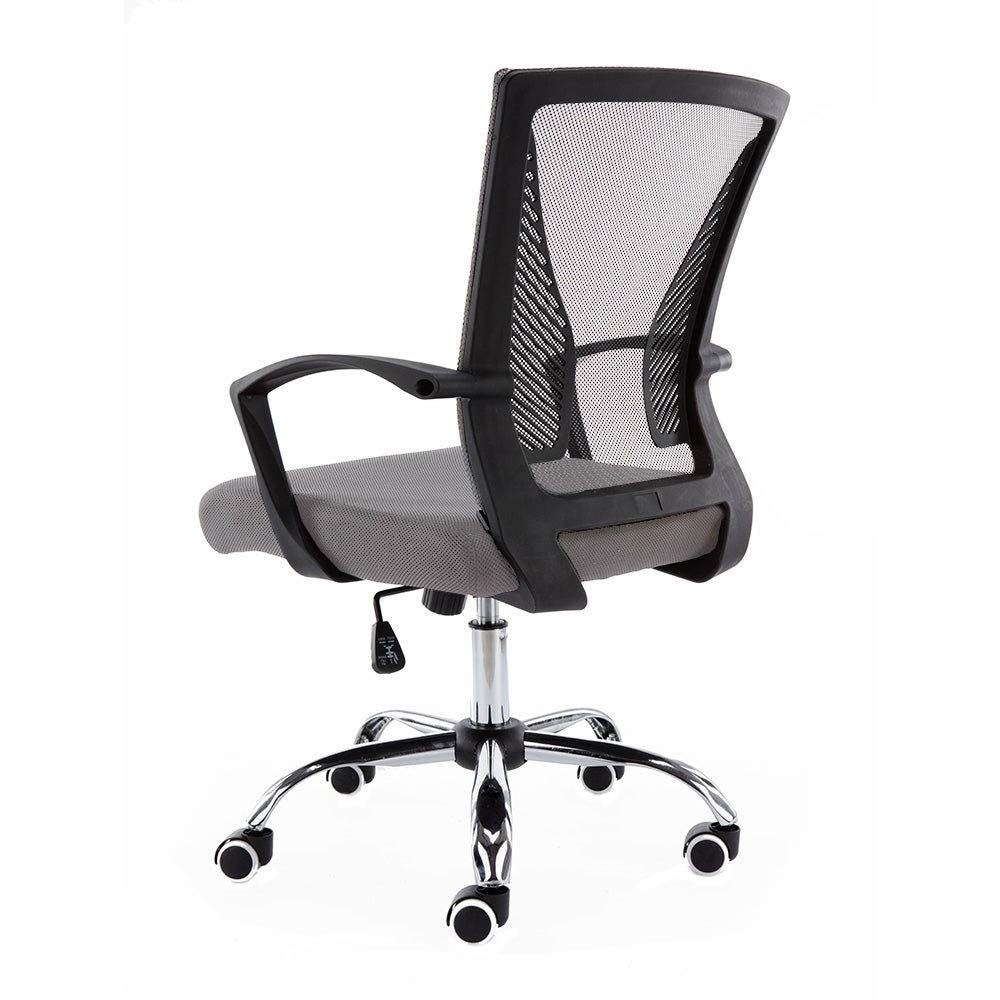 Modern Mid-Back Mesh Office Chair with Adjustable Armrests - Ergonomic Breathable Gray & Black Desk Chair with Height Adjustment & Smooth Rolling Casters - Perfect for Home Office, Gaming & Workspace