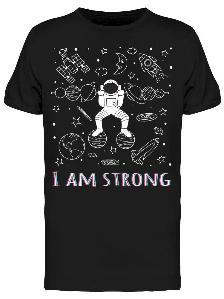 Smartprints Astronaut Lifting Planet Weights Graphic T-Shirt for Men - Cool Space Themed Casual Wear for Gym, Street Style & Sci-Fi Fans