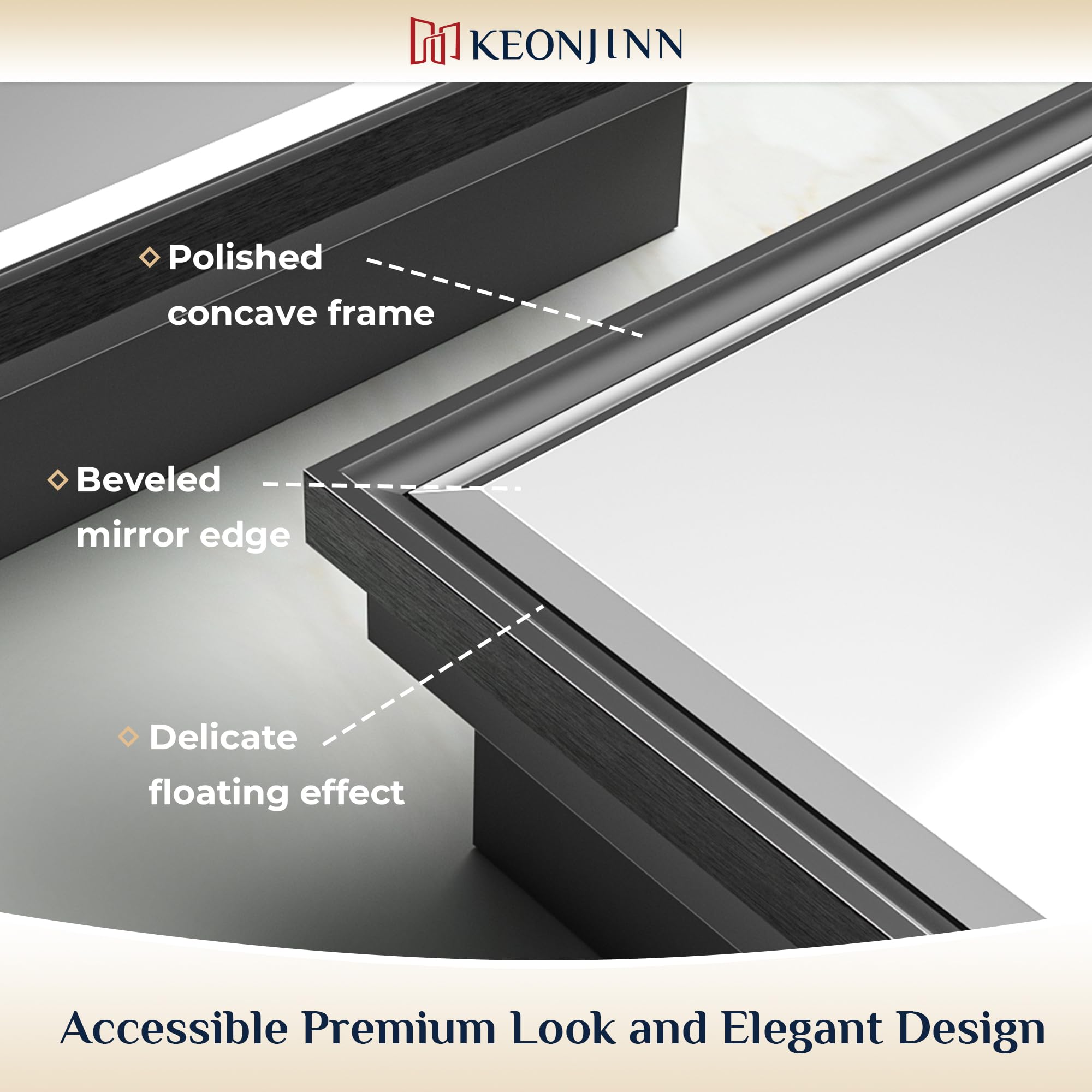 Keonjinn 17x25 Inch Black Bathroom Medicine Cabinet with Mirror - Recessed or Surface Mount Aluminum Alloy Frame, Beveled Edge Vanity Mirror & Storage - Perfect for Small Bathrooms, Powder Rooms & Modern Home Decor