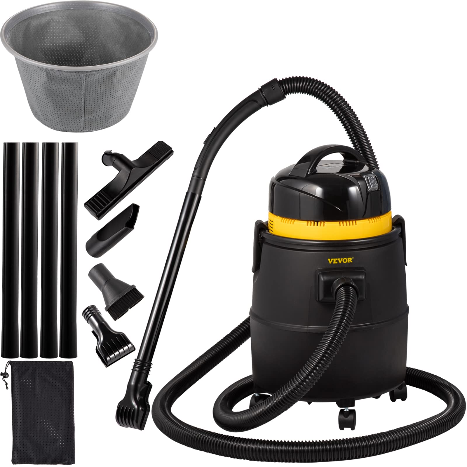 VEVOR 1400W Powerful Pond Vacuum Cleaner with 15ft Electric Wire, 4 Brush Heads & 4 Extension Tubes - Above Ground Pool Cleaner for Leaves, Algae & Debris - Perfect for Koi Ponds, Water Gardens & Outdoor Fountain Maintenance