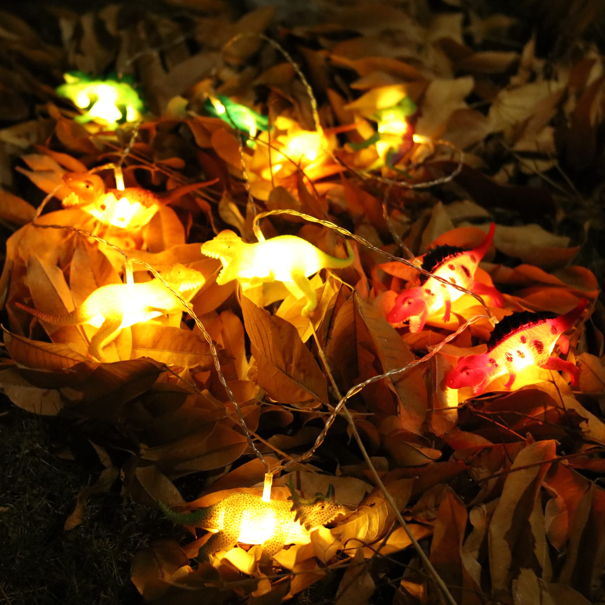 WYNK LED Dinosaur String Lights - 6.56ft 10LED Battery Operated Dinosaur Night Light for Kids Room, Christmas Party, Tent, Garden & Patio Decor | Perfect for Boys Bedroom, Holiday Tree, Birthday Decorations & Outdoor Dinosaur Theme Parties