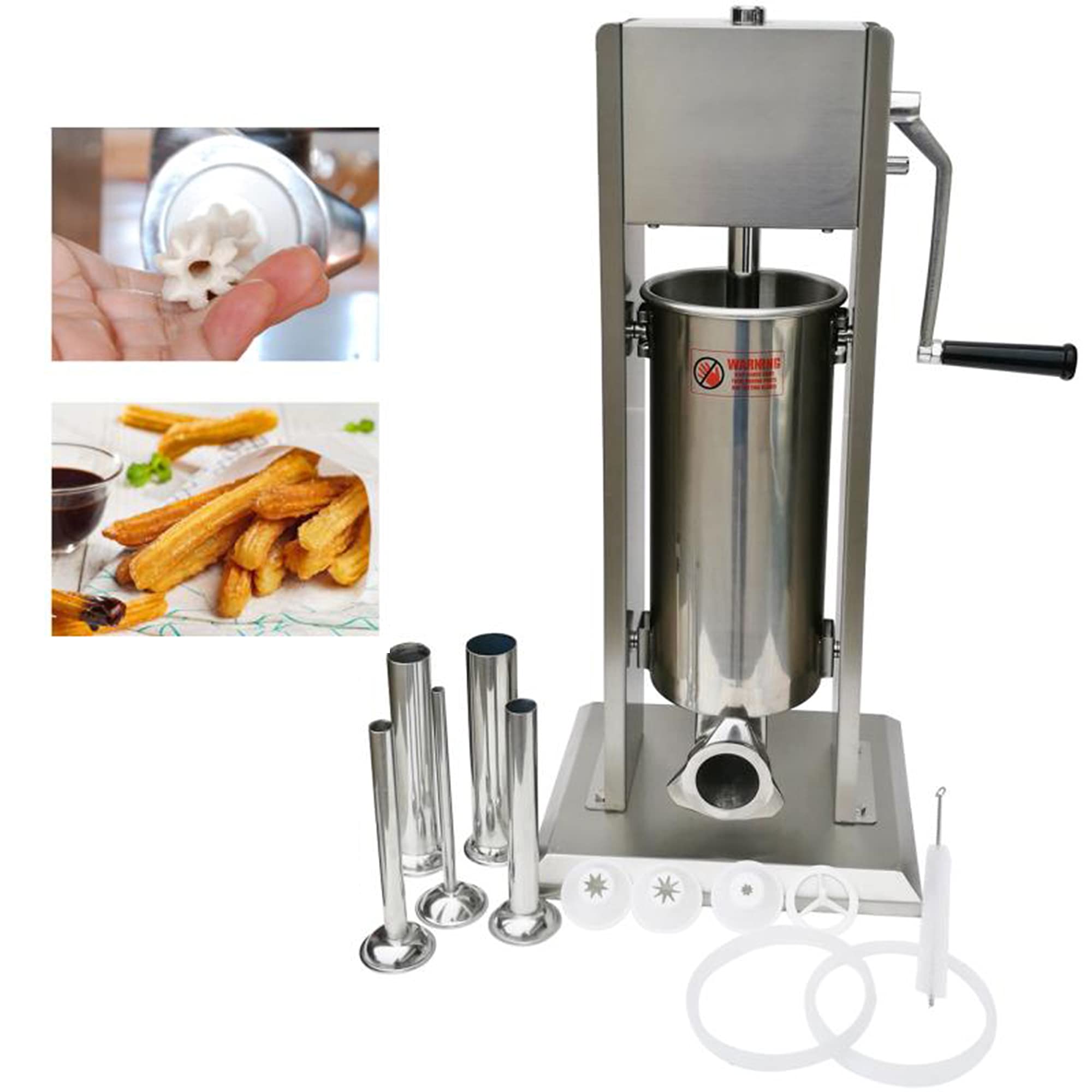 Premium Stainless Steel Vertical Sausage Stuffer - Dual Speed 2-in-1 Sausage Maker & Churro Maker (15LB/7L Capacity) - Perfect for Home Kitchen, Butcher Shops & Commercial Use