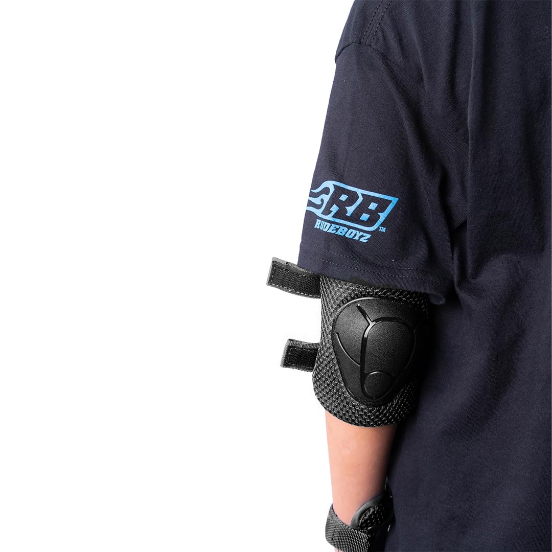 Rude Boyz Kids Skateboard & Bike Helmet Protective Gear Set - Youth Knee Pads, Elbow Pads & Wrist Guards for Boys & Girls - Perfect for Skateboarding, Cycling & Scooter Riding Safety