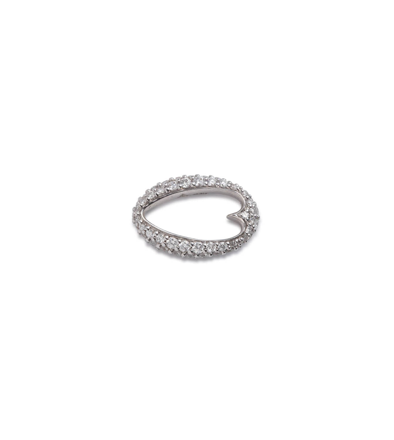 Pave Oval Heartbeat White Gold Ring - Elegant Jewelry for Women, Perfect for Valentine's Day Gifts, Anniversaries & Romantic Occasions