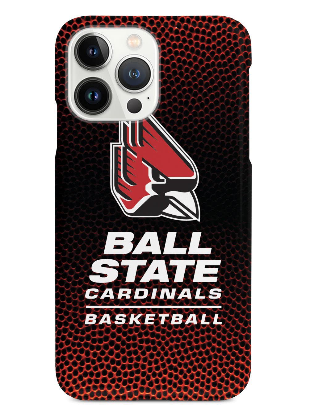 3D Textured iPhone 15 Pro Max Case with Rubber Bumper - Ball State University Basketball Design Protective Cover for Apple iPhone 15 Pro Max - Perfect for Sports Fans and School Spirit