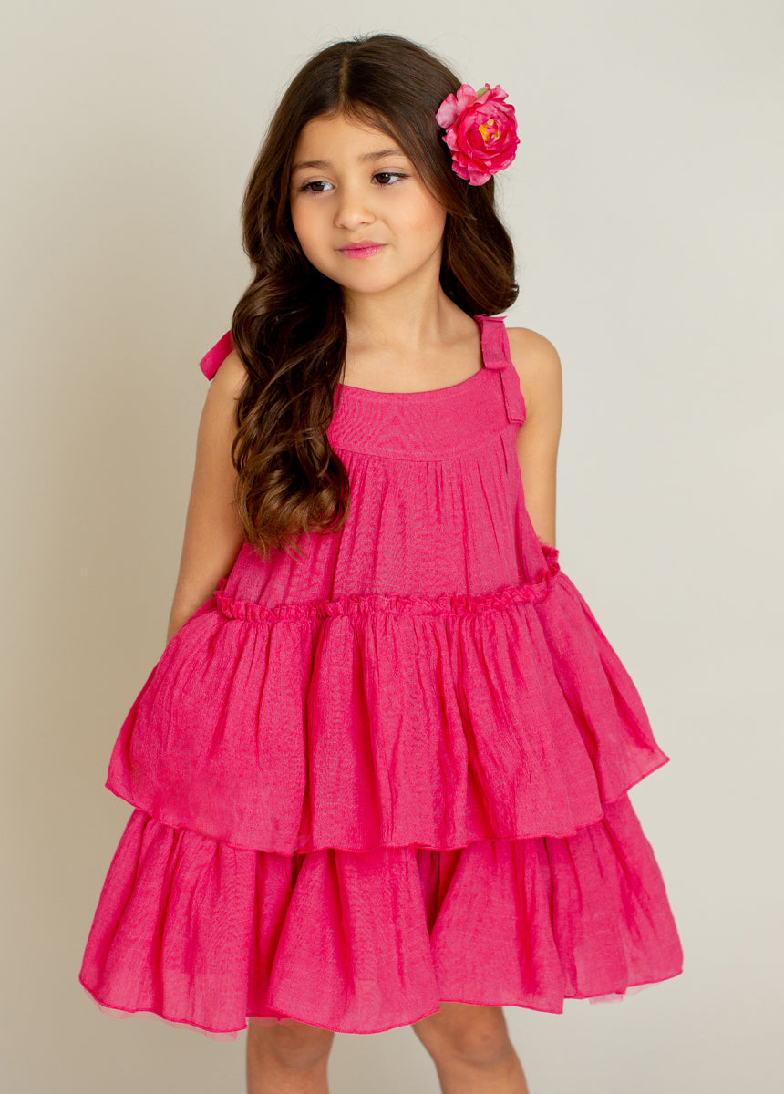 Banyu Fuchsia Dress for Women - Elegant Flowy Summer Dress for Beach, Party & Casual Wear
