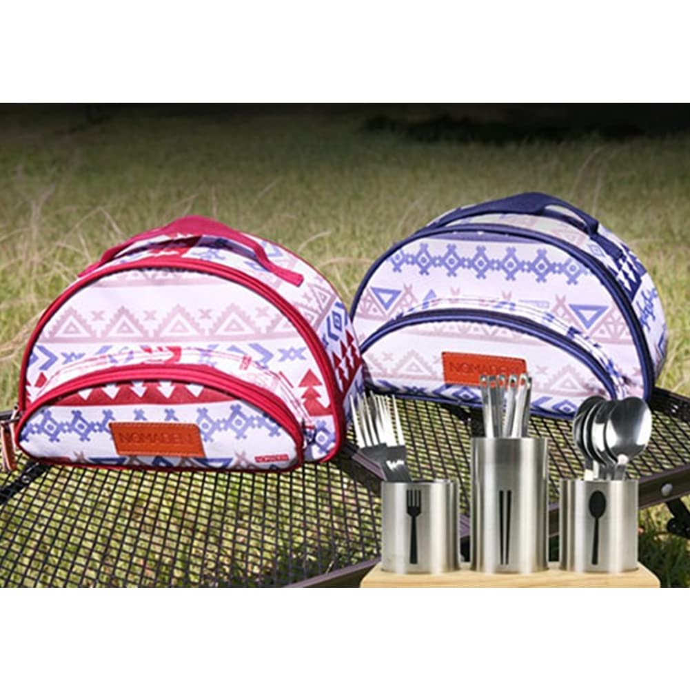 Indio 17-Piece Camping Cutlery Set with Organizer - Stainless Steel Utensils for Outdoor Picnics, Hiking & Travel (Red) | Compact Mess Kit for Backpacking, RV Trips & BBQs