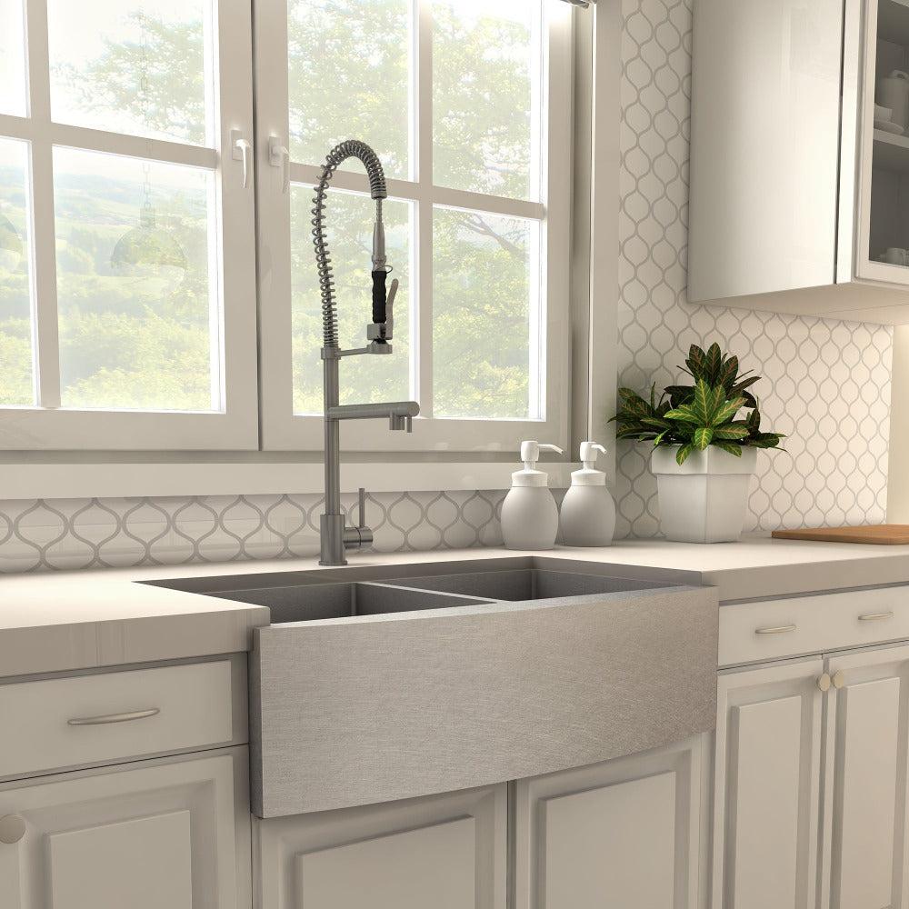 ZLINE Van Gogh Pull Down Spring Kitchen Faucet with Pot Filler in Gun Metal - High Arc Commercial Style Faucet for Modern Kitchens, Restaurants & Food Prep Areas (VNG KF GM)