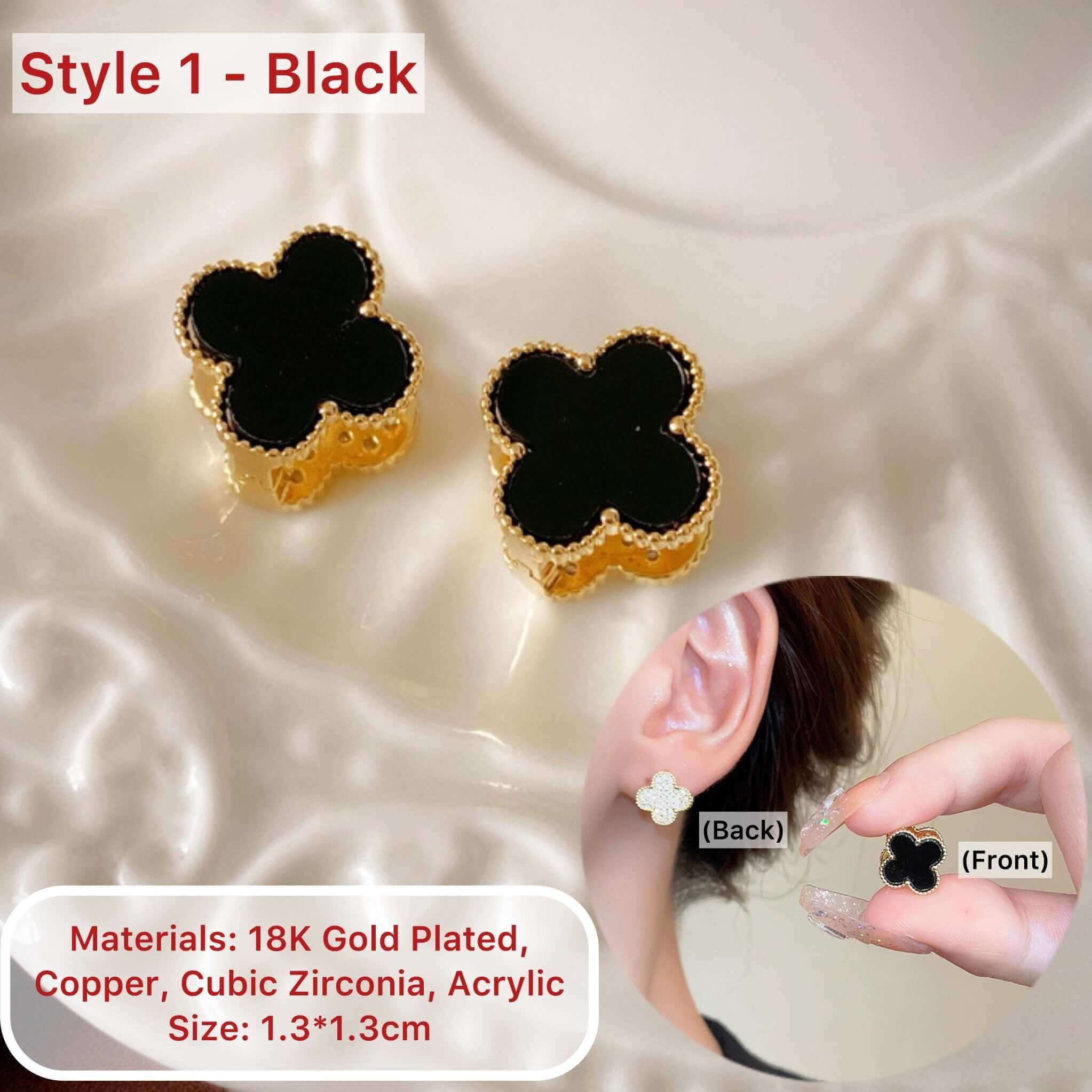 18K Gold Plated 4 Leaf Clover Earrings for Women - Lucky Charm Stud Earrings | Perfect Gift for Birthday, Anniversary & St. Patrick's Day | CE001