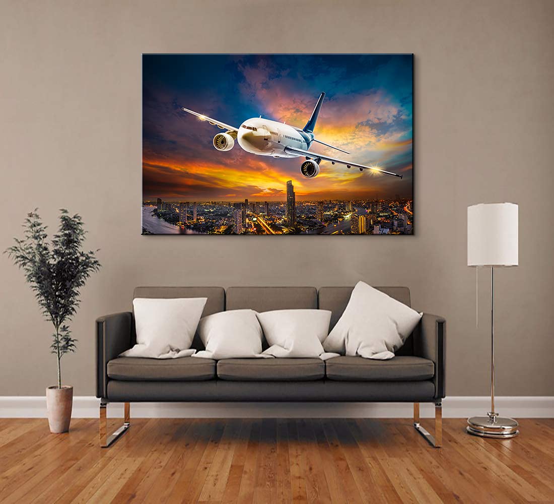 Aviation Wall Art Canvas - Airplane Painting for Living Room Decor