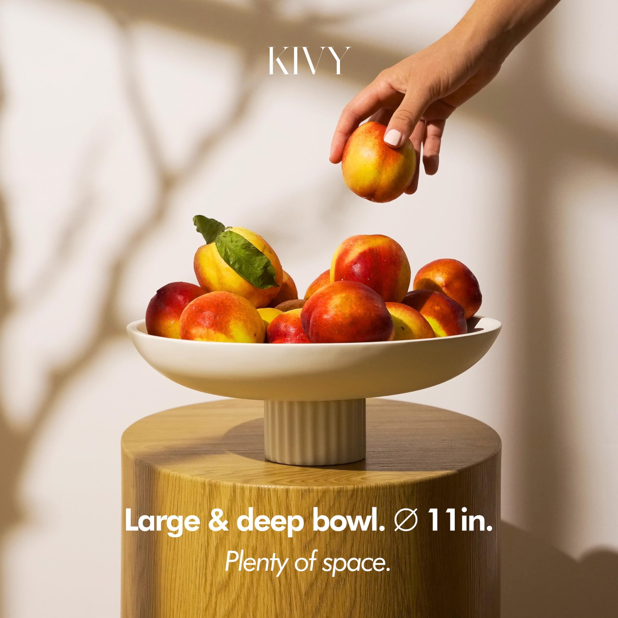 KIVY Large White Concrete Fruit Bowl – Modern Pedestal Decorative Bowl for Kitchen Counter, Entryway Table & Home Decor | Perfect for Displaying Fruits, Keys & Decorative Items