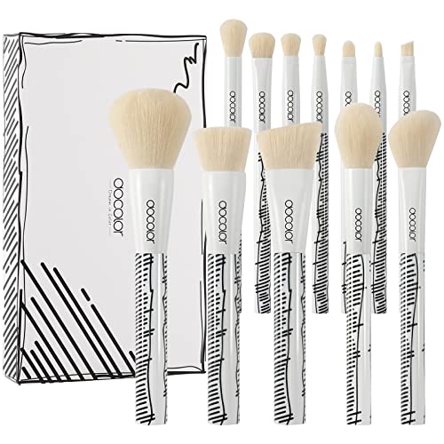 Docolor 12Pcs Premium Synthetic Makeup Brush Set - Kabuki, Foundation, Concealer, Powder, Blush & Eyeshadow Brushes for Flawless Face & Eye Makeup | Perfect for Professional Artists & Beginners