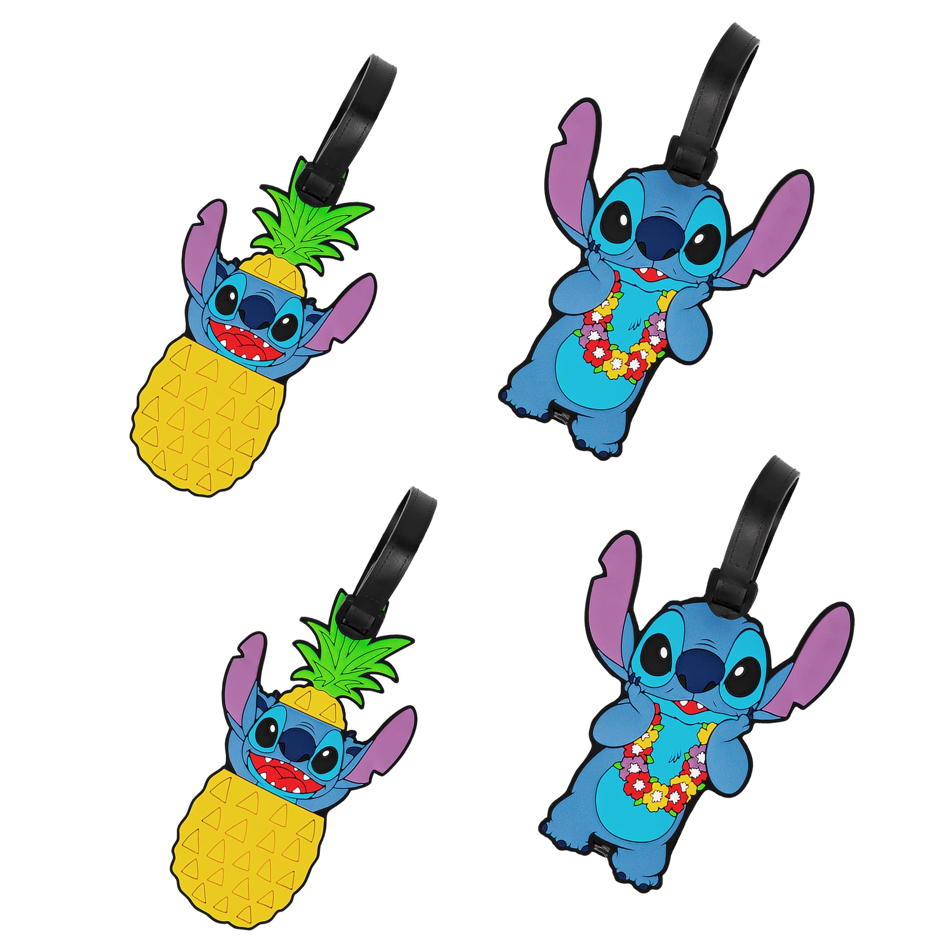 Official Disney Lilo & Stitch Luggage Tags 4-Pack - Licensed Suitcase Tags & Travel Accessories for Kids & Adults - Perfect for Airports, Cruise Ships & Family Vacations